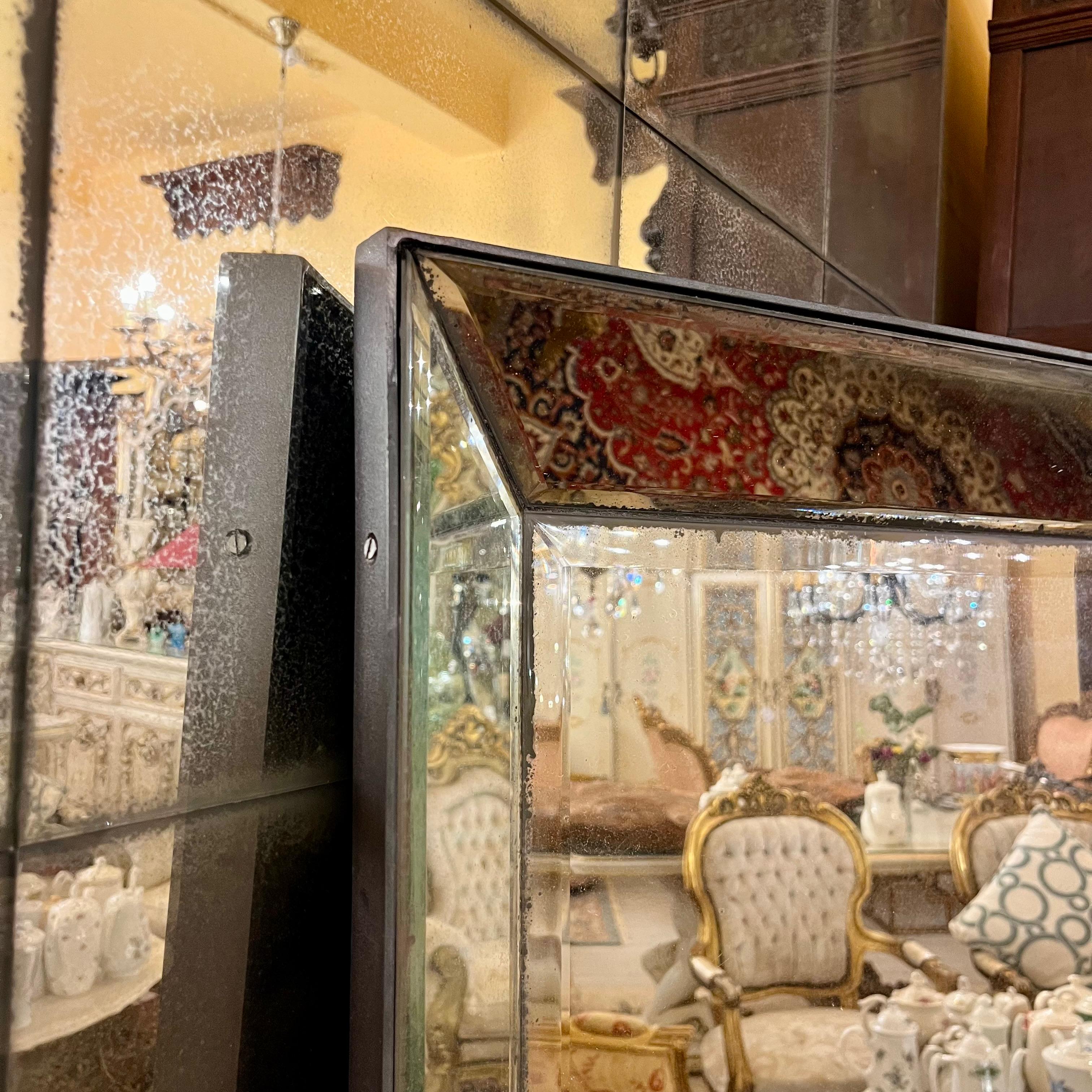 Aged Mirror with Beautiful Bevelled and Steel Frame