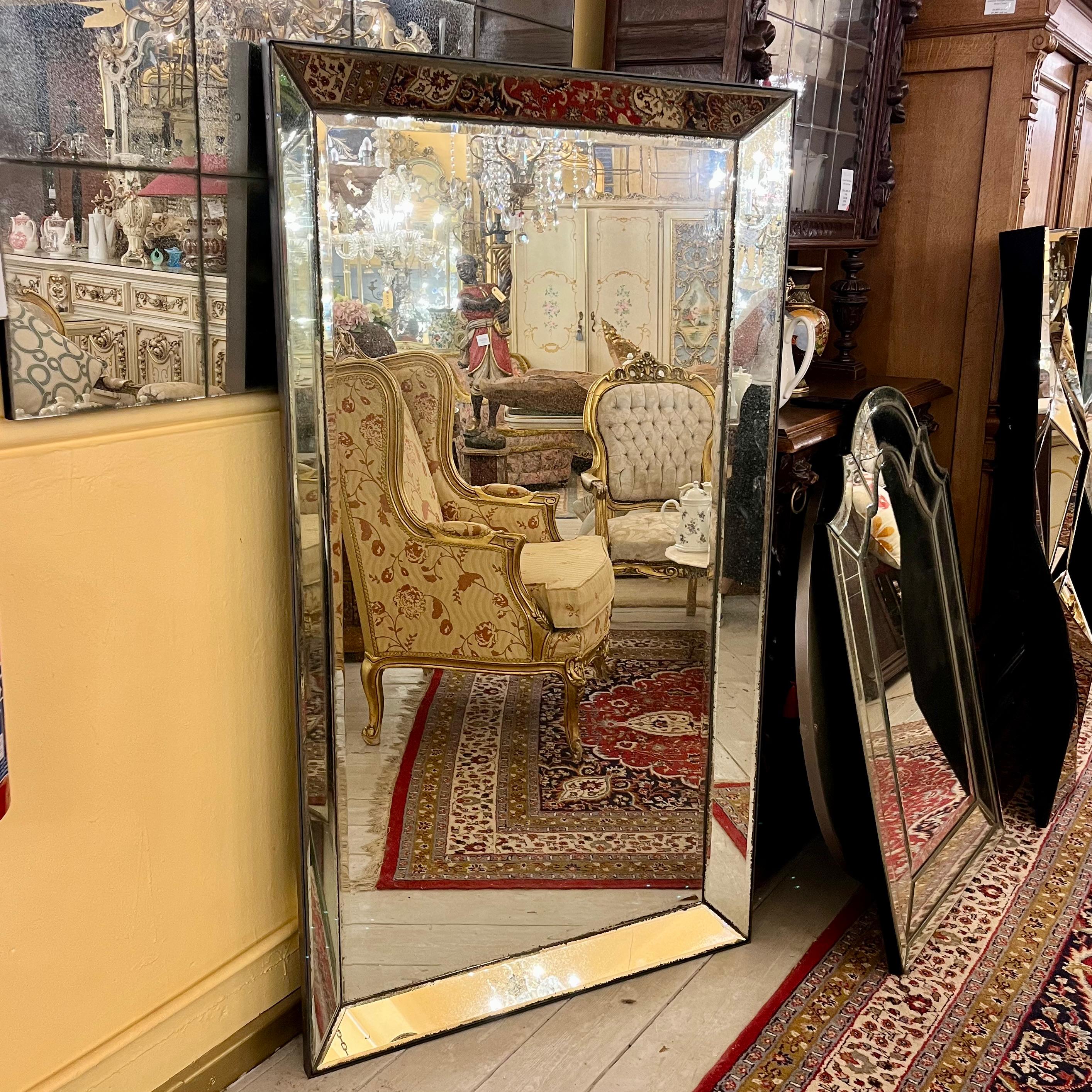 Aged Mirror with Beautiful Bevelled and Steel Frame