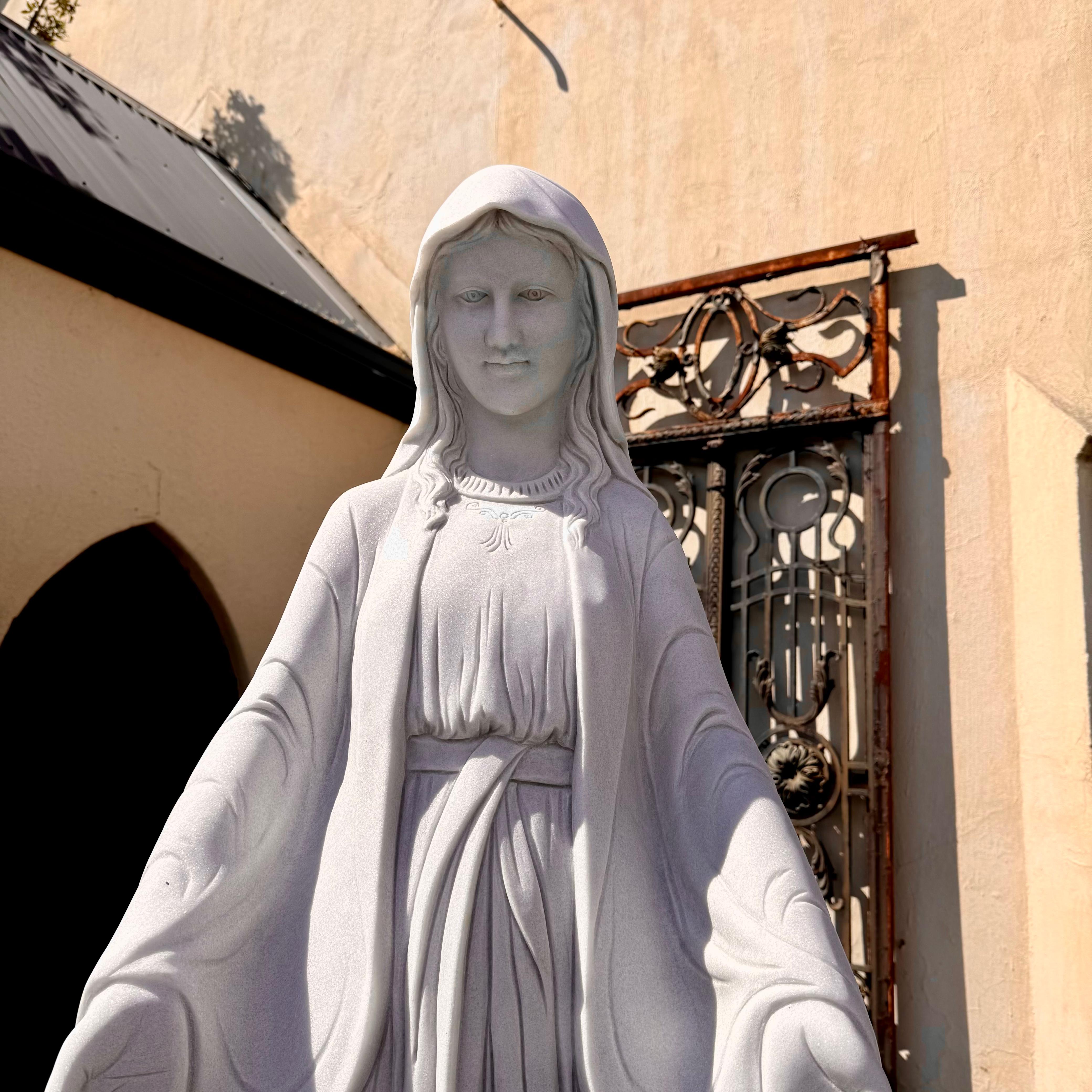 Hand-Carved White Marble Statue of Mary, 160cm