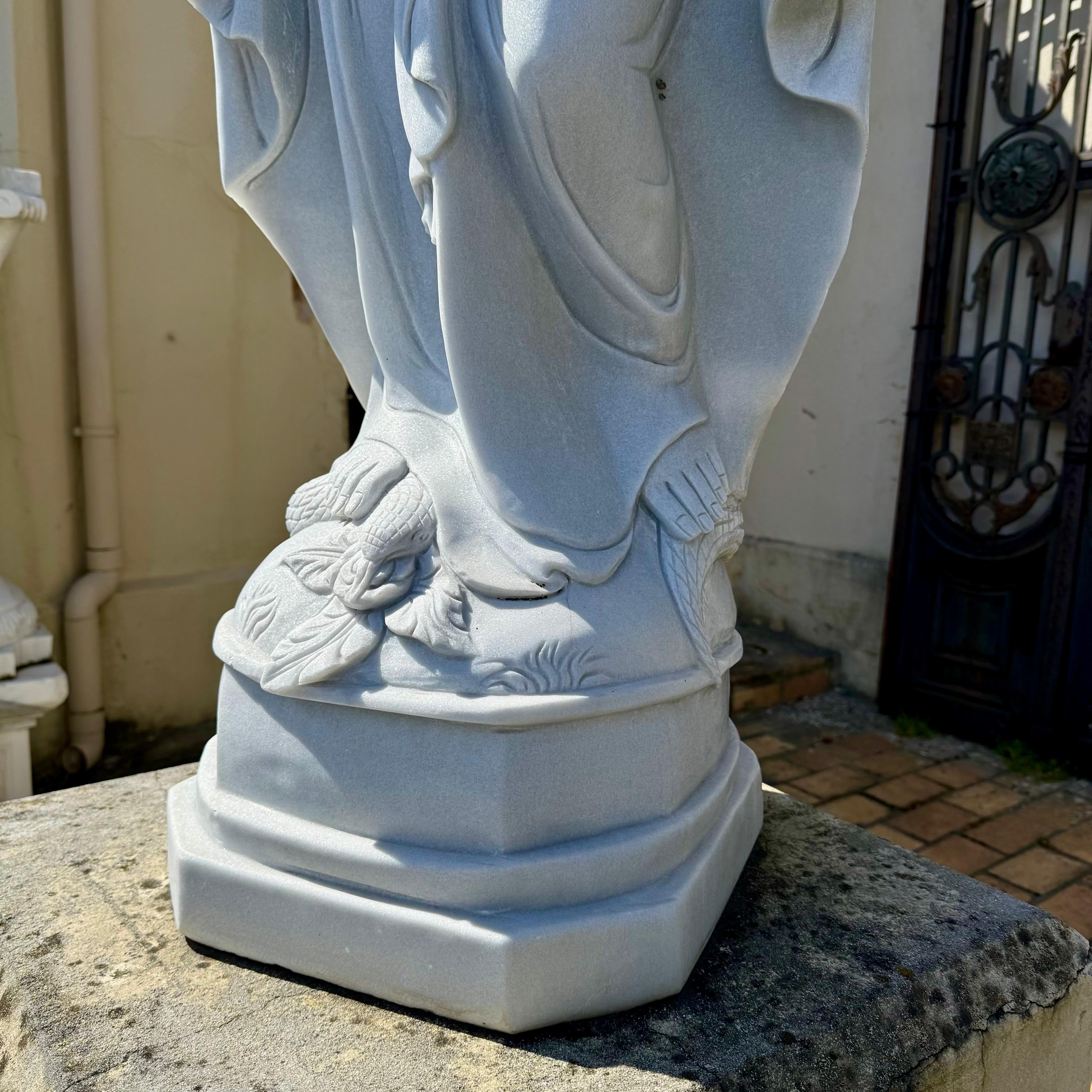 Hand-Carved White Marble Statue of Mary, 160cm