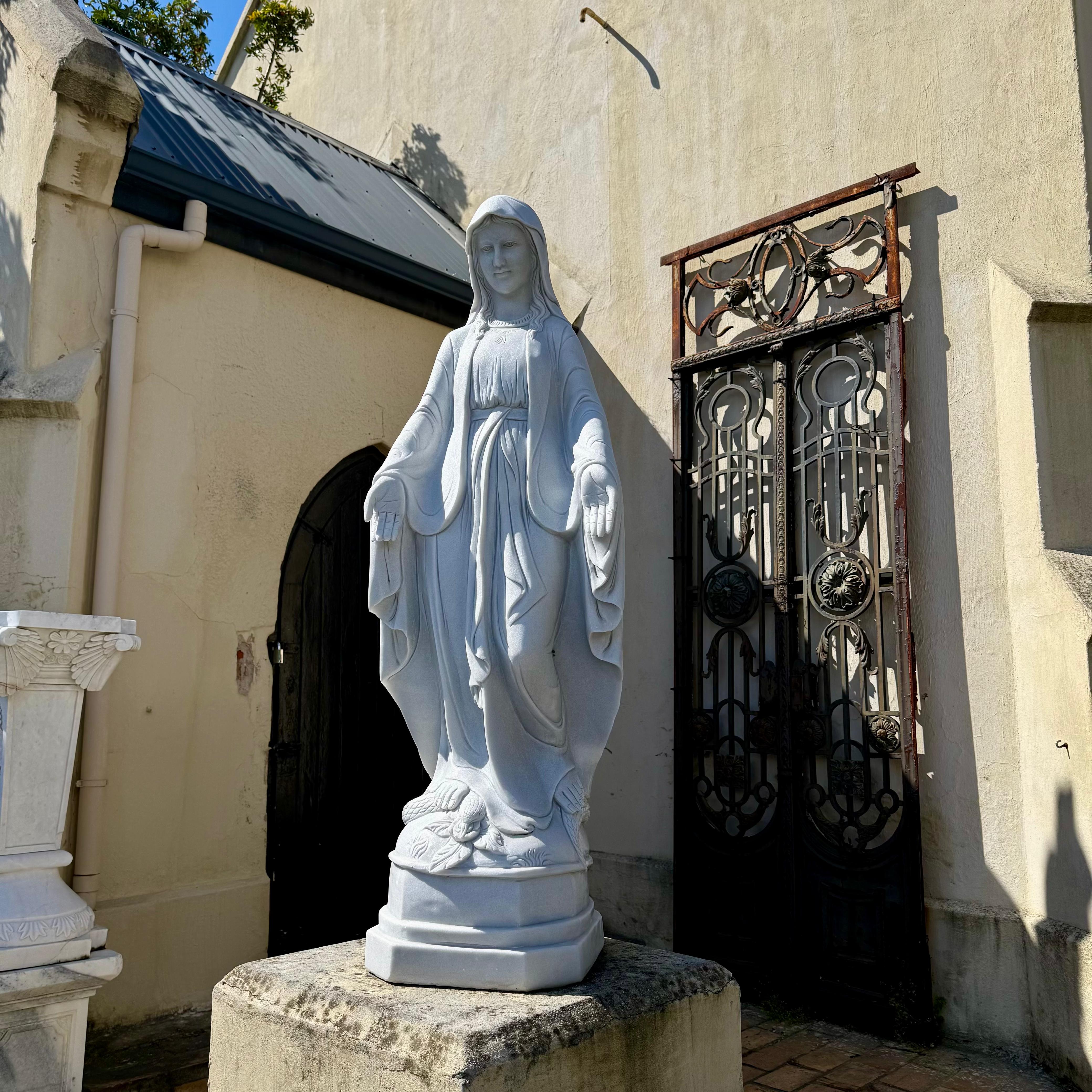 Hand-Carved White Marble Statue of Mary, 160cm