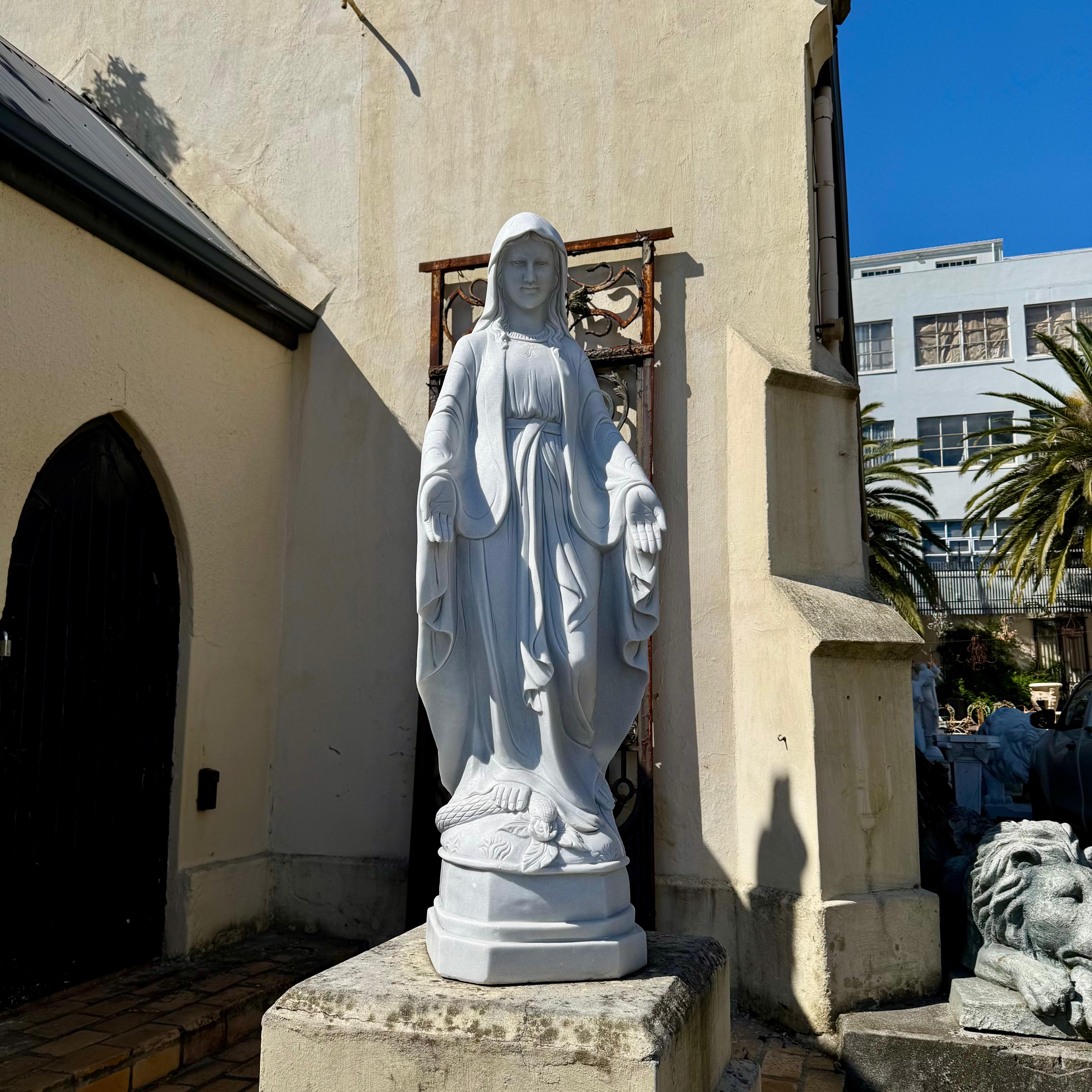 Hand-Carved White Marble Statue of Mary, 160cm