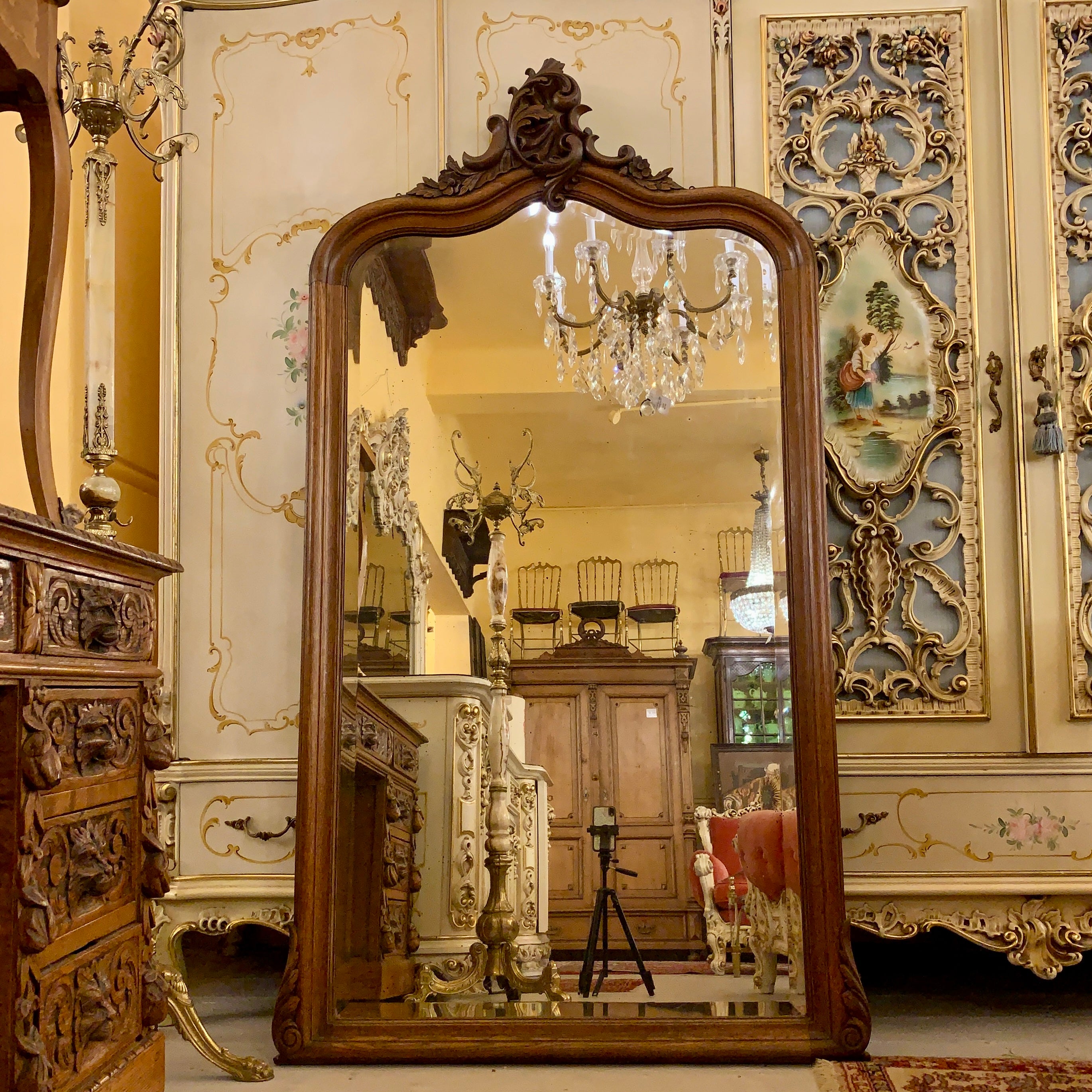 Antique Art Nouveau Oak Mirror - SOLD