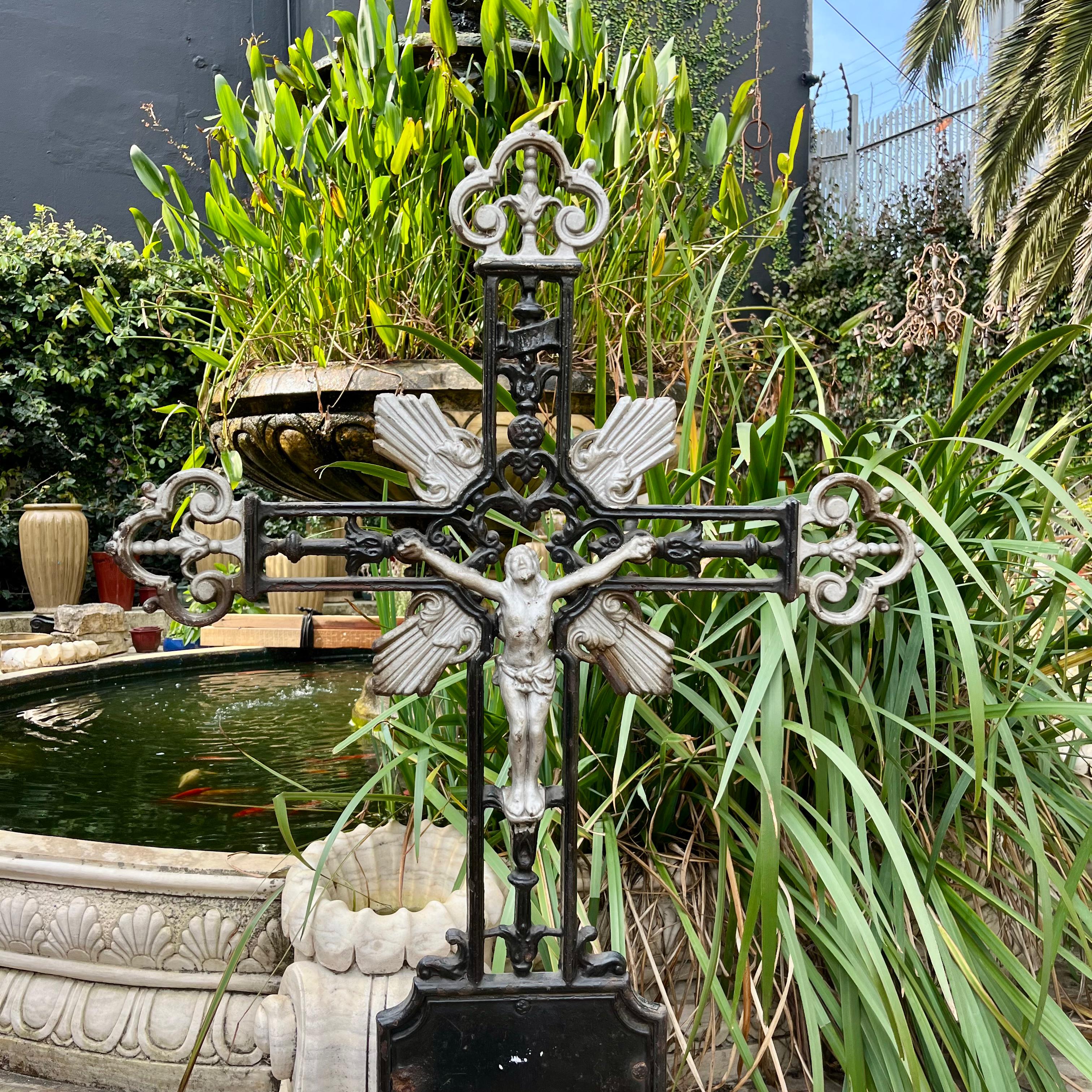 Antique Cast Iron Crucifix, 19th Century
