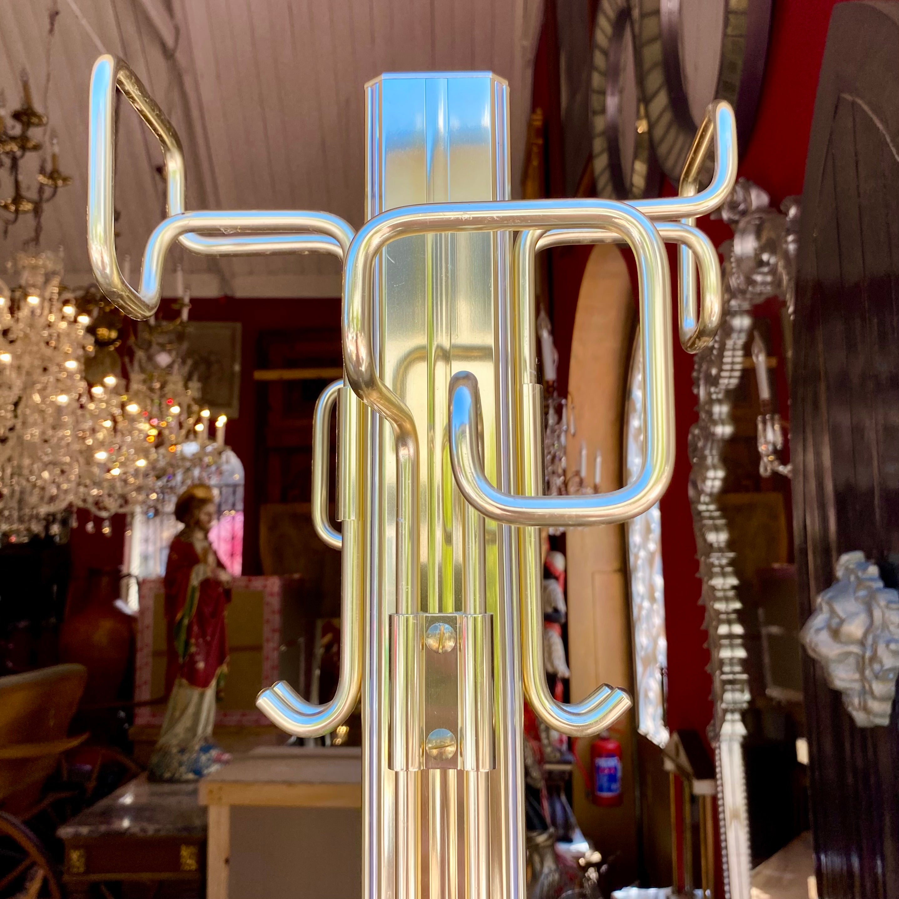 Beautiful and Sleek Retro Polished Brass Coat Stand