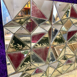 Large Contemporary Mirror with Faceted Glass