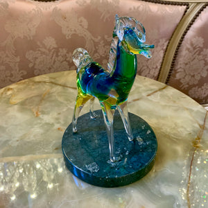 Green and Golden Murano Horse Figurine