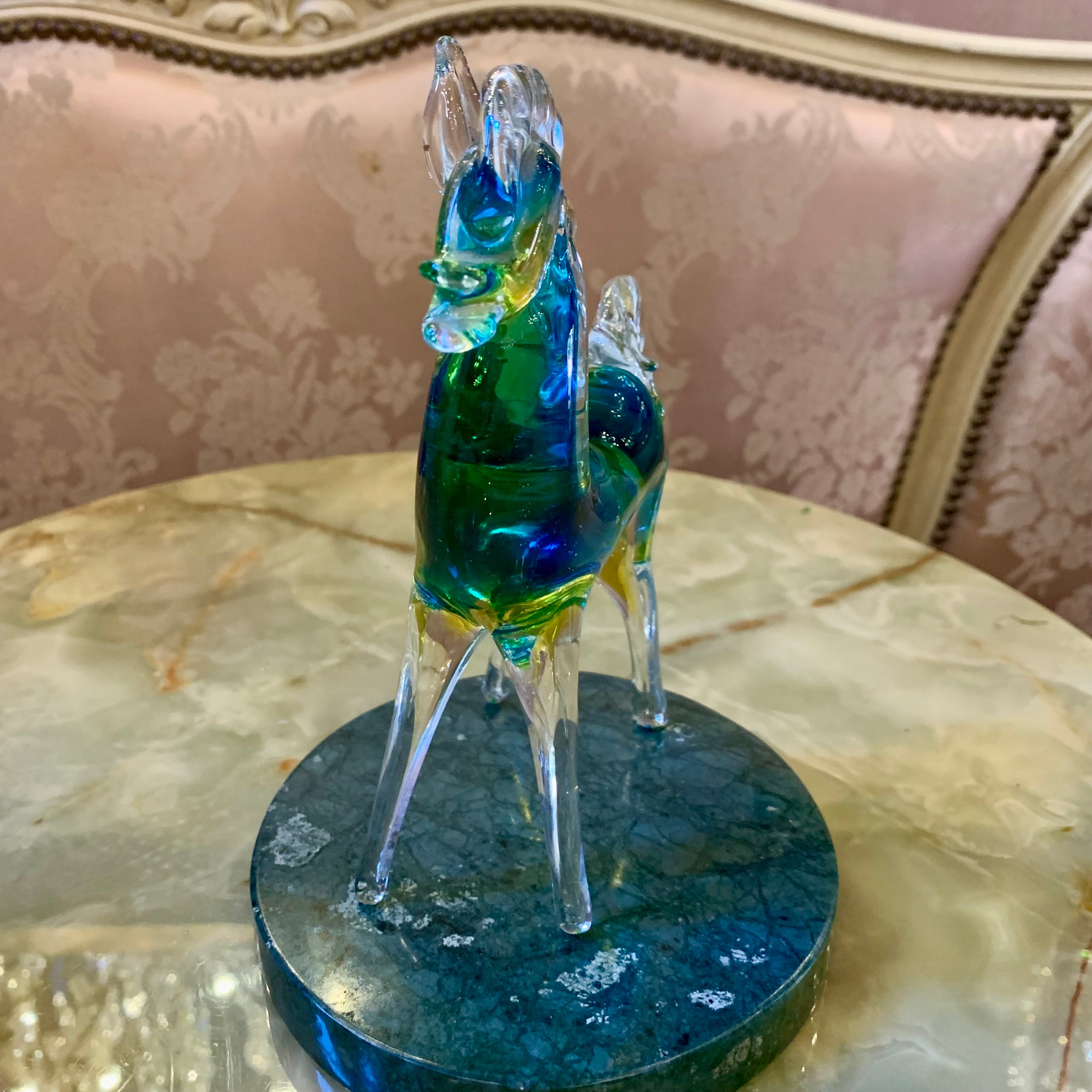 Green and Golden Murano Horse Figurine