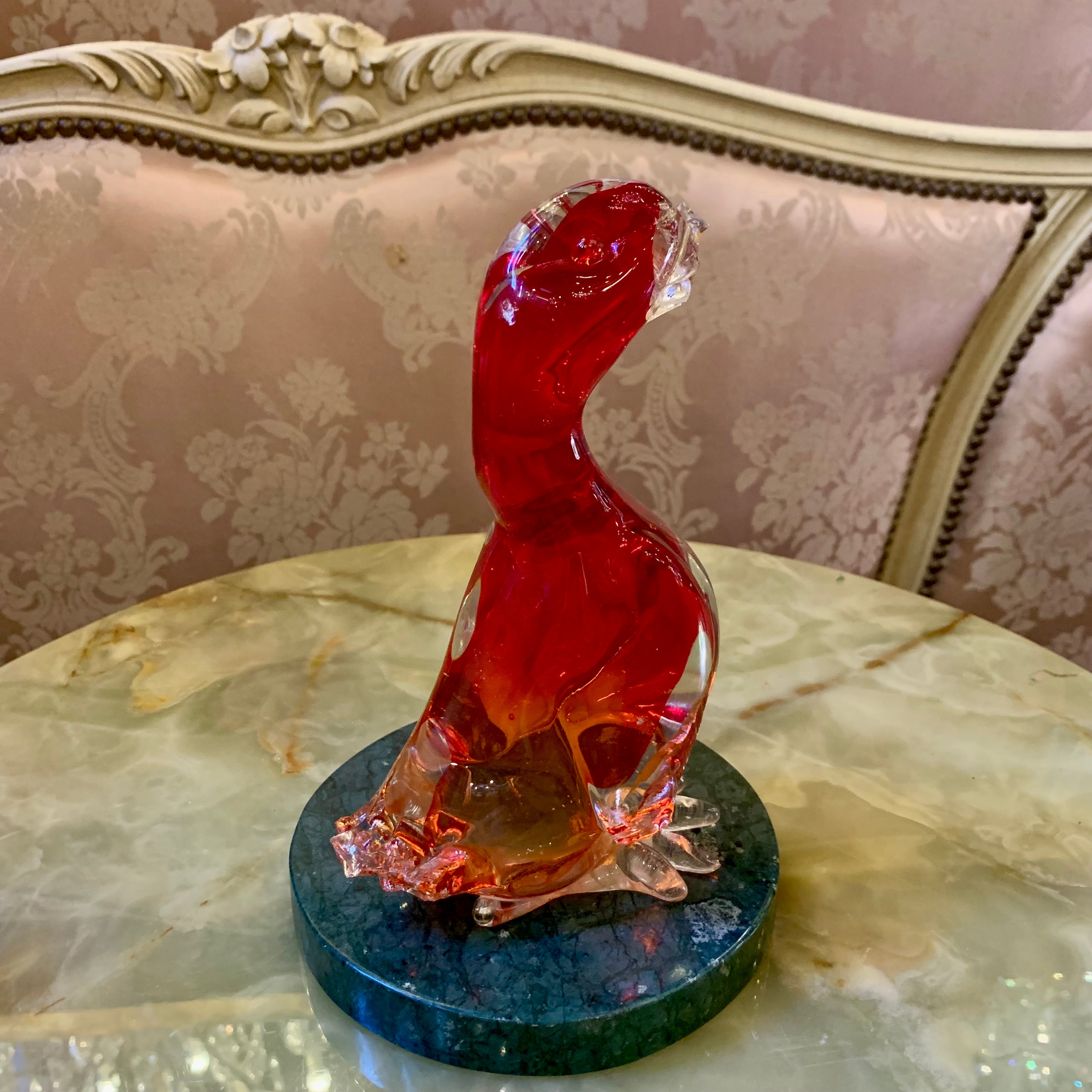 Ombre Orange and Red Murano Duck