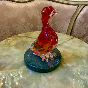 Ombre Orange and Red Murano Duck