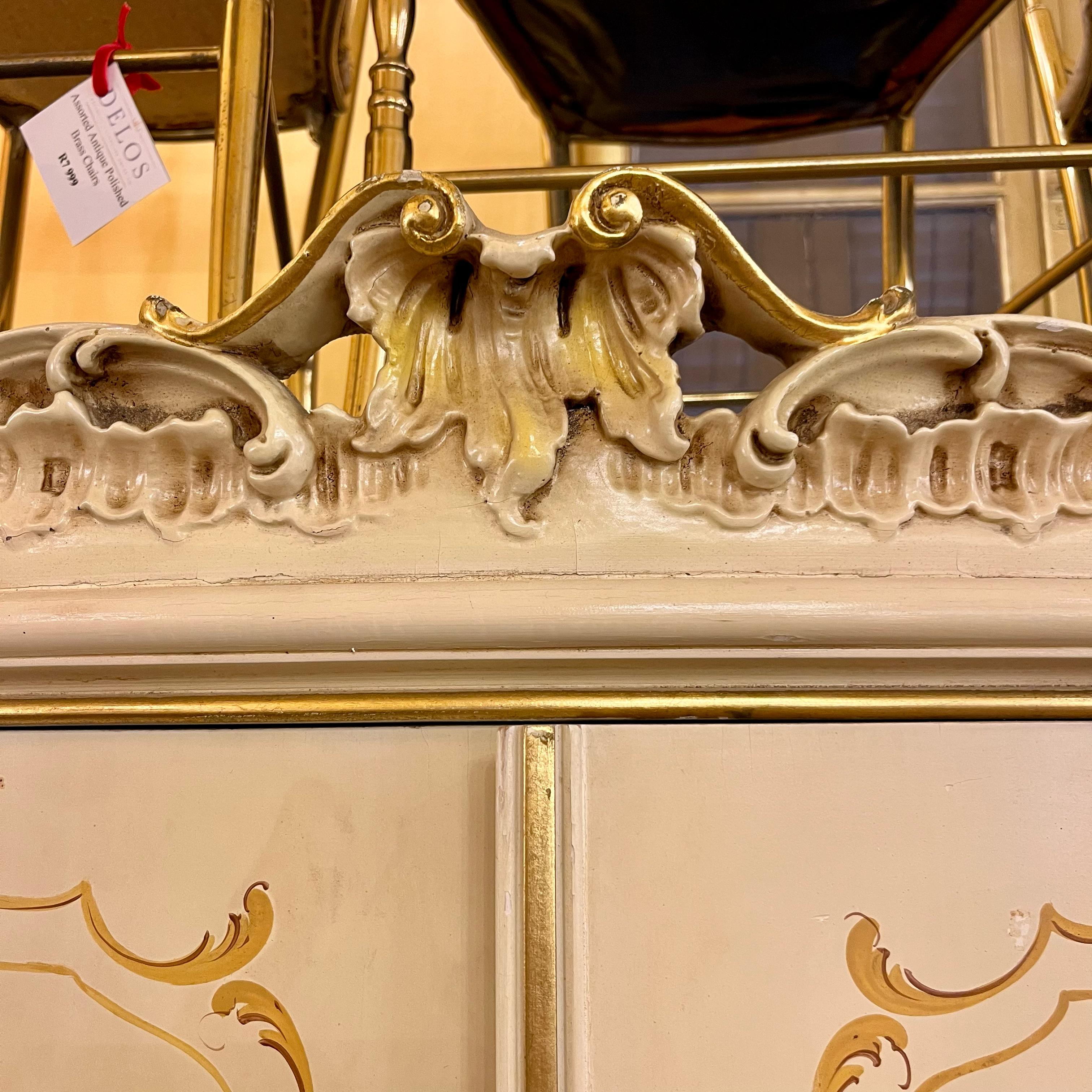 Monumental Italian Rococo Revival Painted Wardrobe, Mid-20th Century