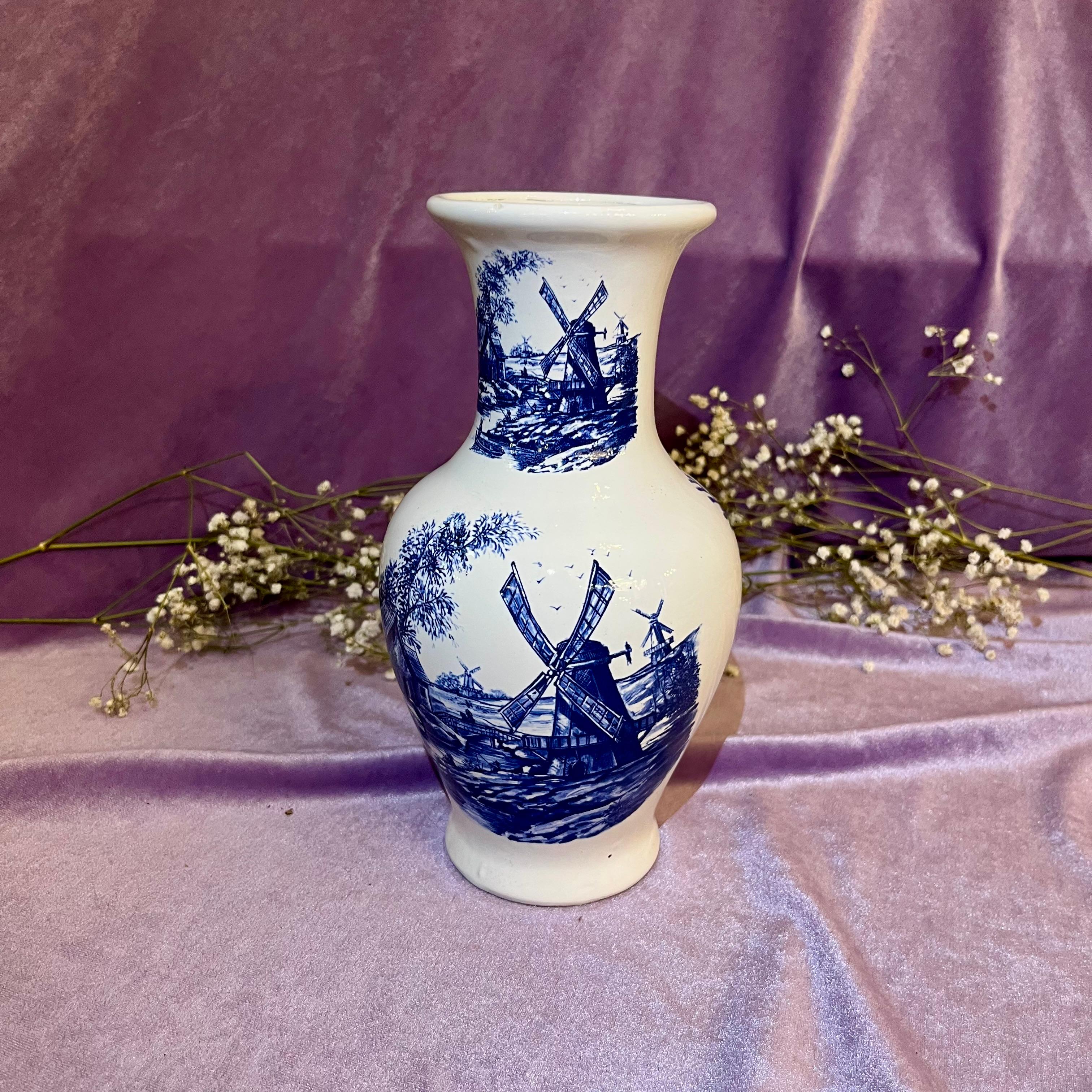 Delft Blue Windmill Vase