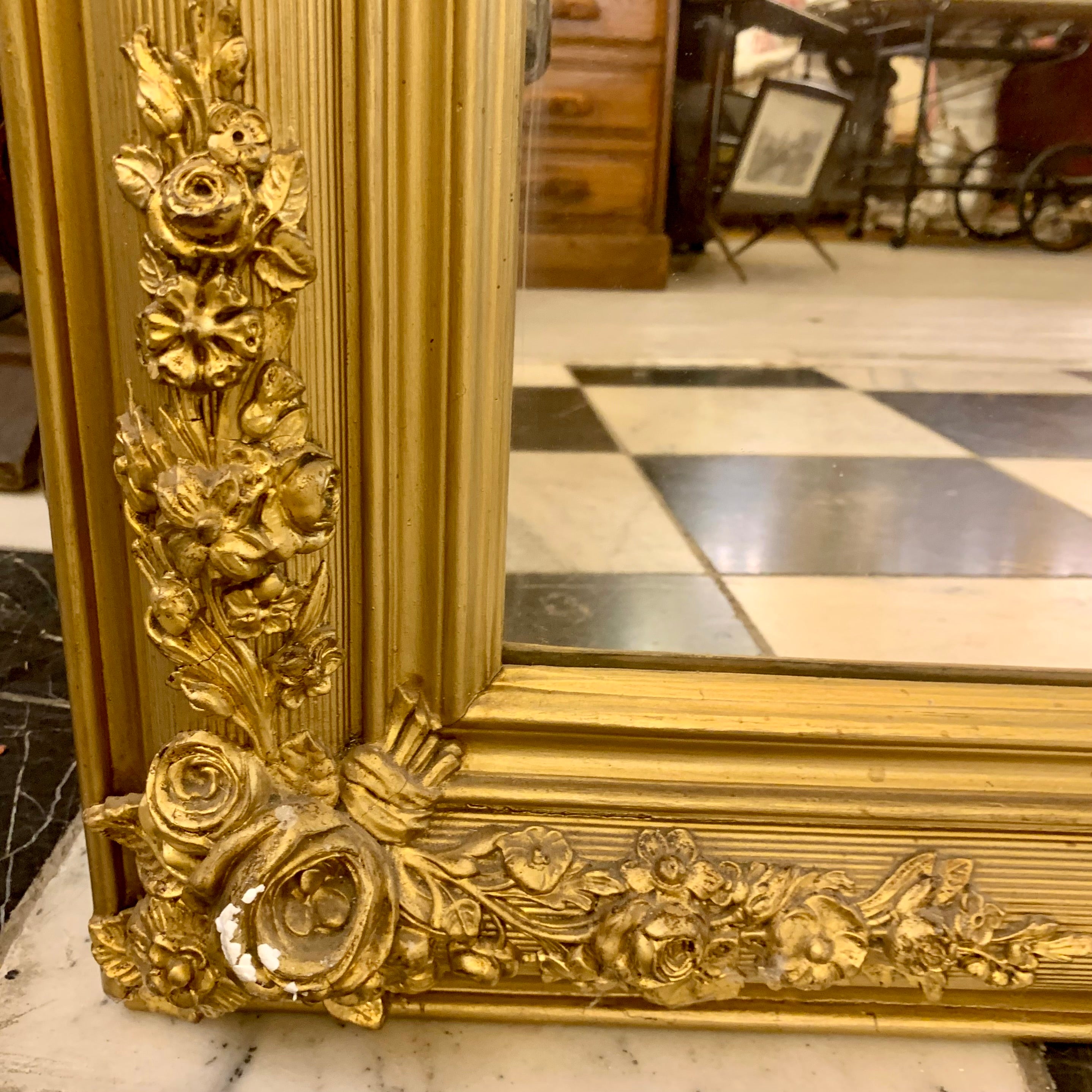 Gorgeous Gilt Gold Antique Mirror