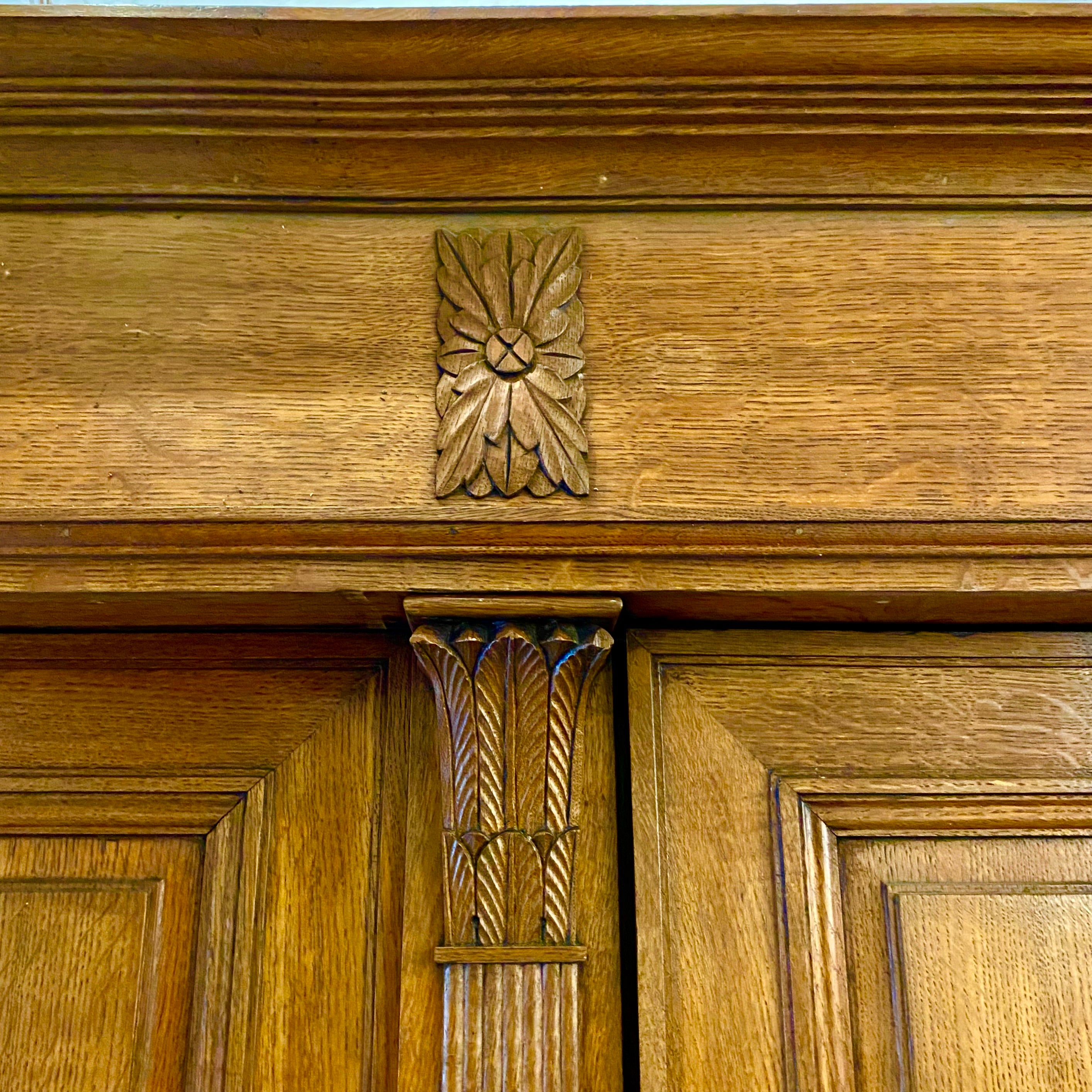 Large and Impressive Antique Oak Linen Cabinet