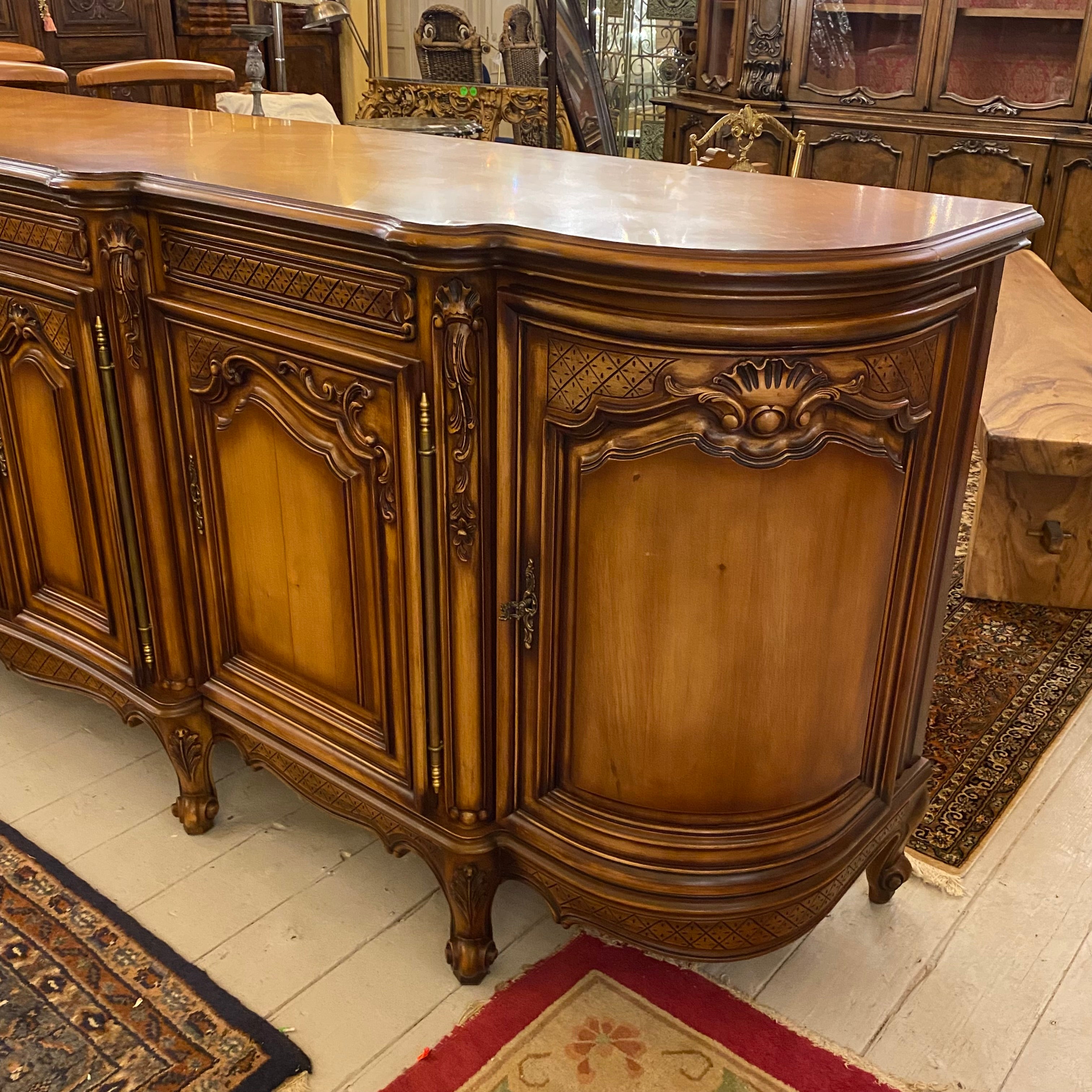 Beautiful Antique Walnut Extra Length Sideboard