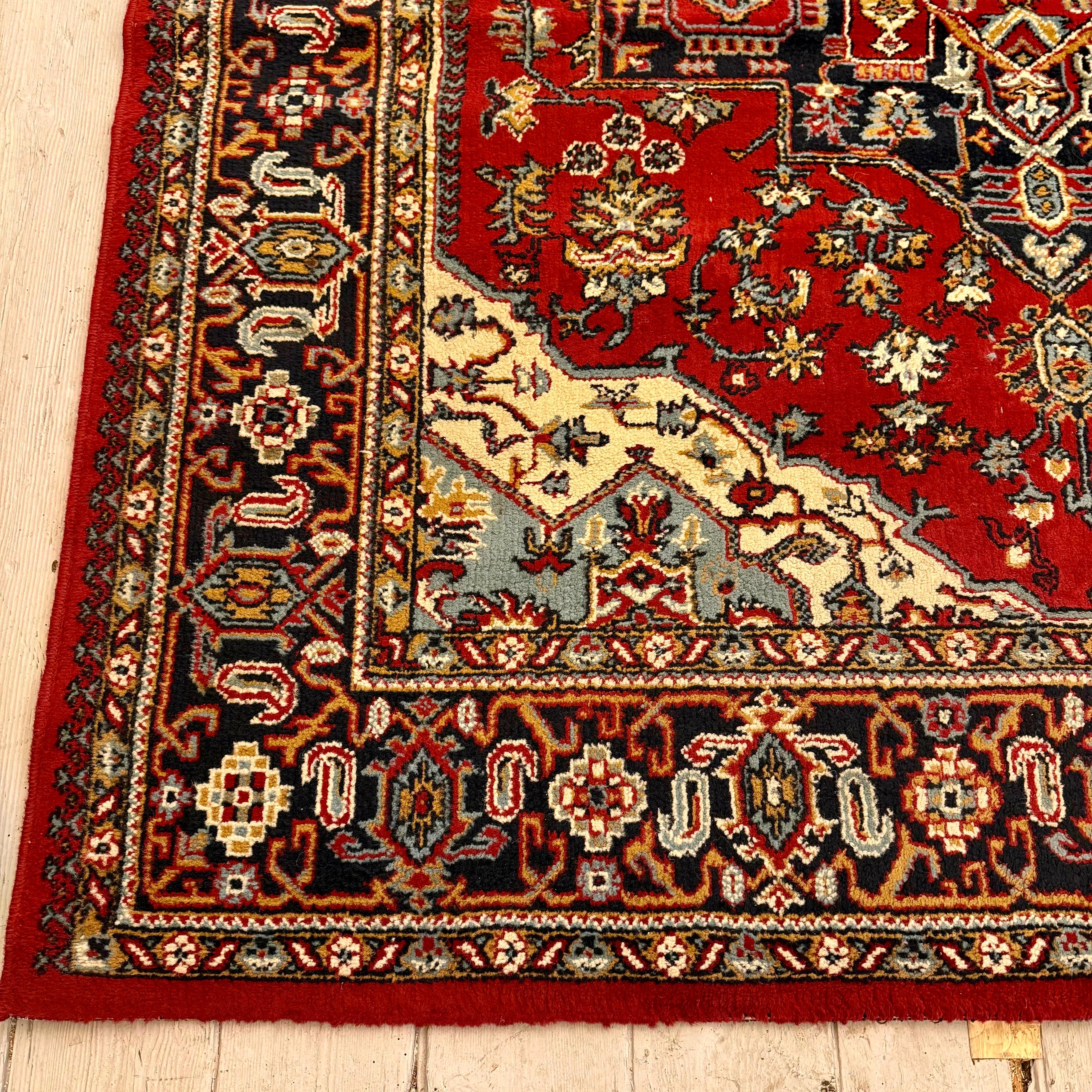 Vintage Persian Heriz-Style Rug with Central Medallion Pattern