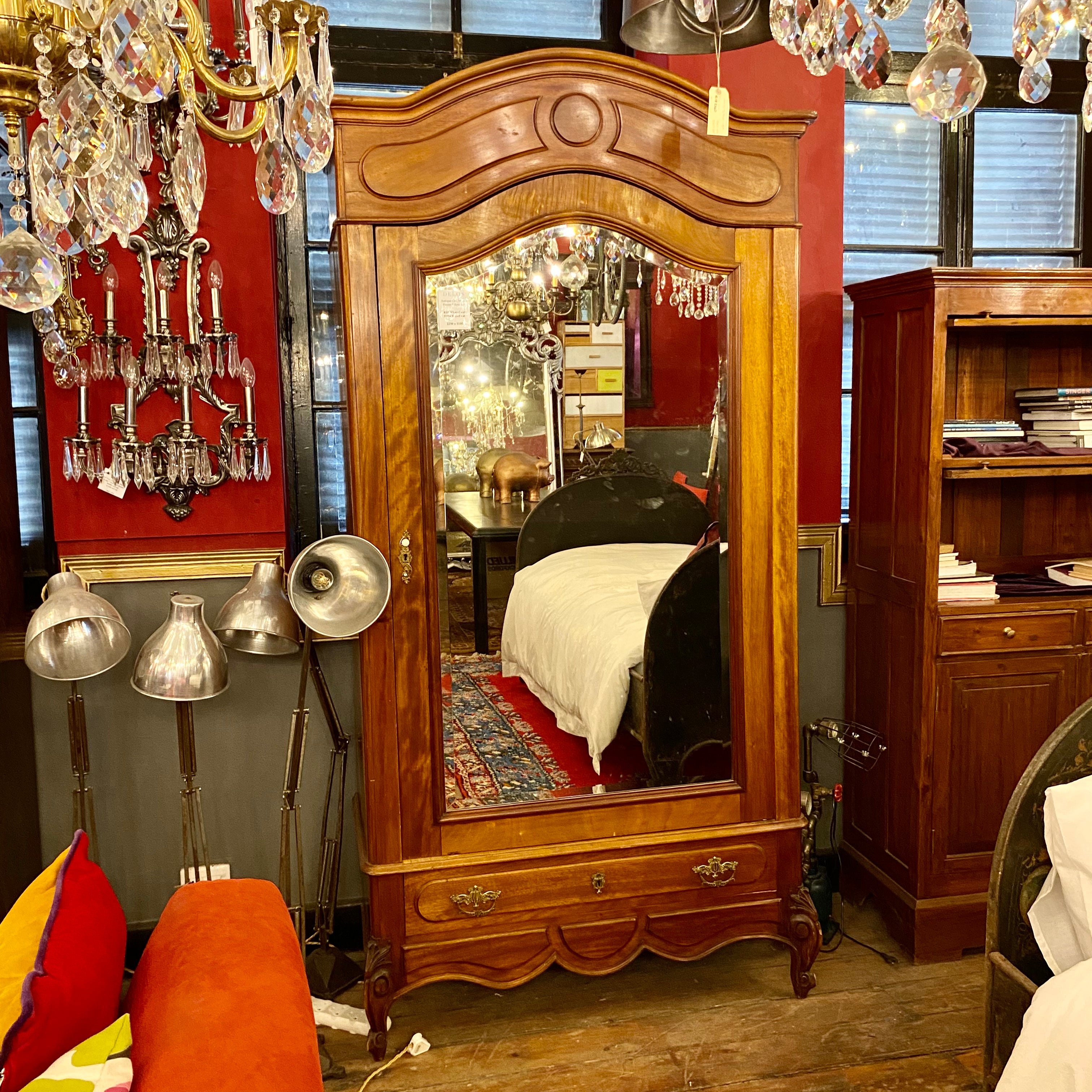 Antique Mirror Front Armoire - SOLD