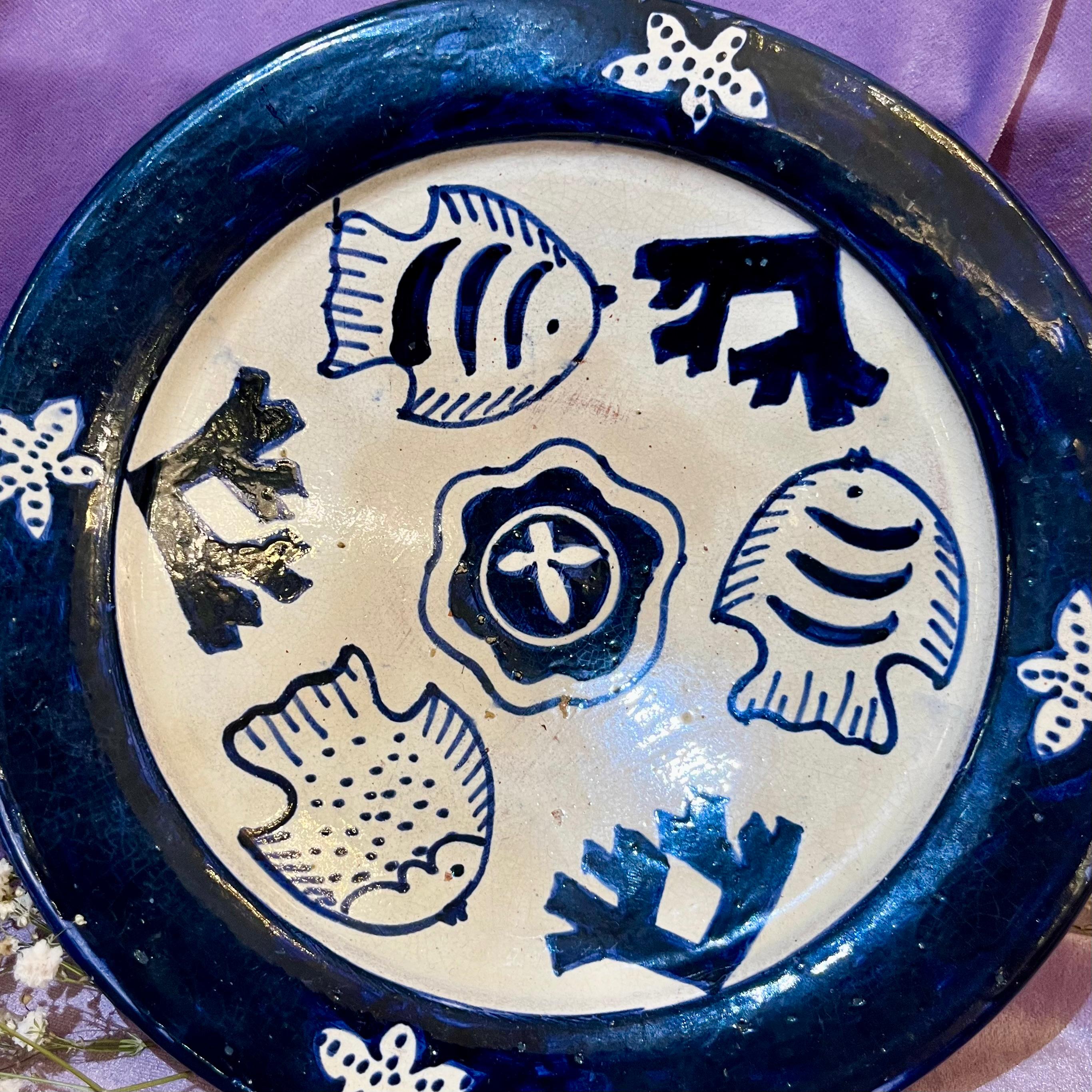 Hand-Painted Coastal Ceramic Plate