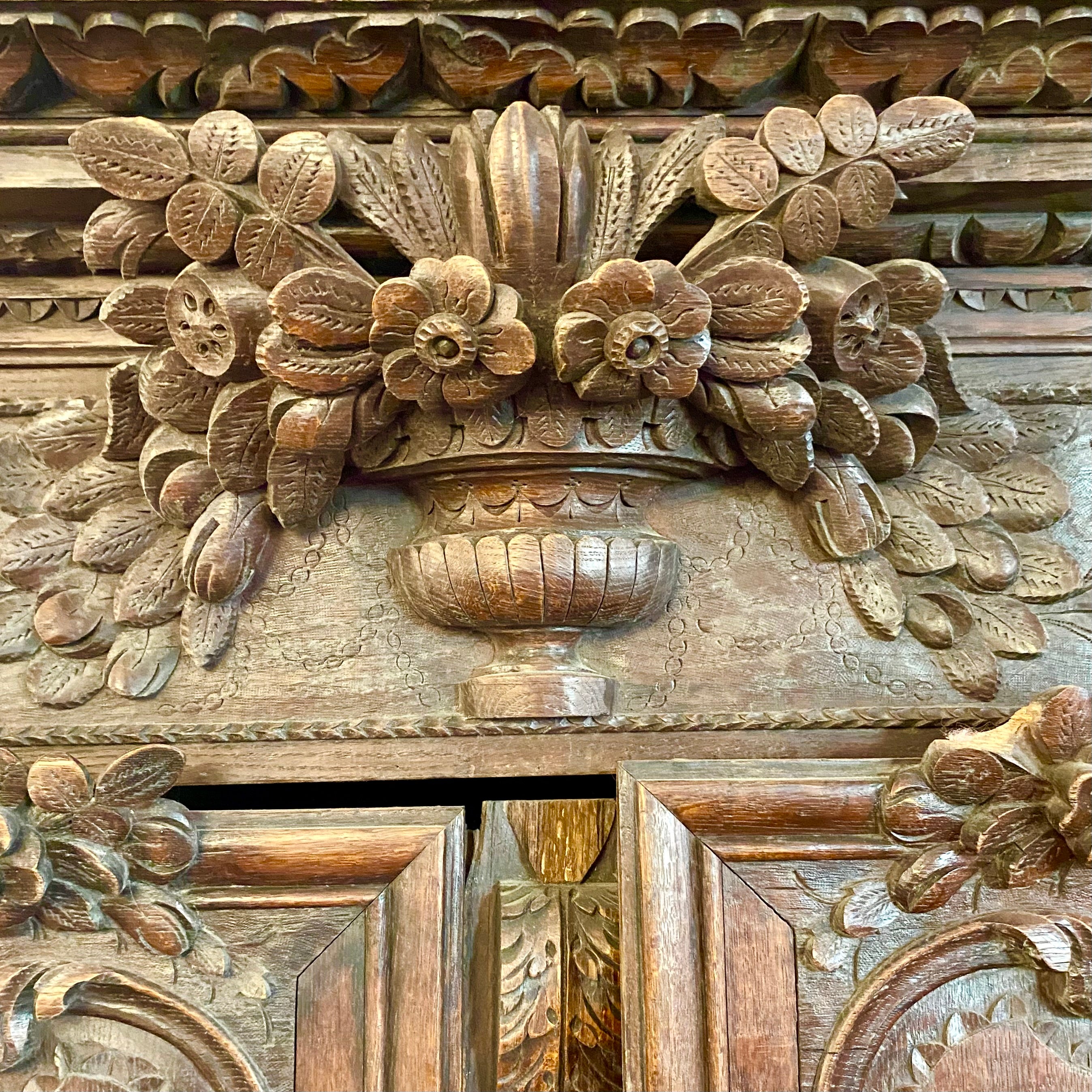 French Louis XIV Provincial Carved Oak Armoire, 19th Century