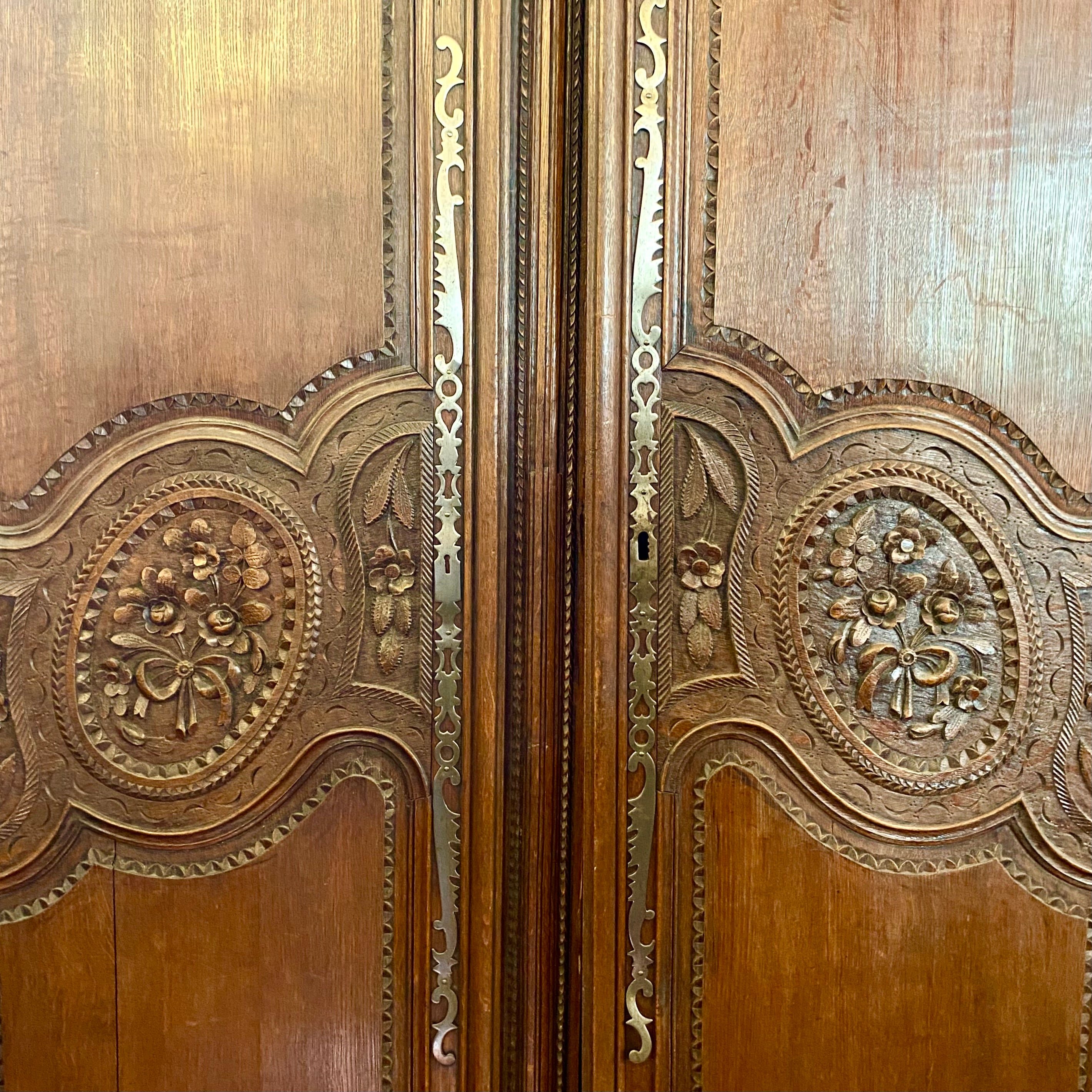 French Louis XIV Provincial Carved Oak Armoire, 19th Century