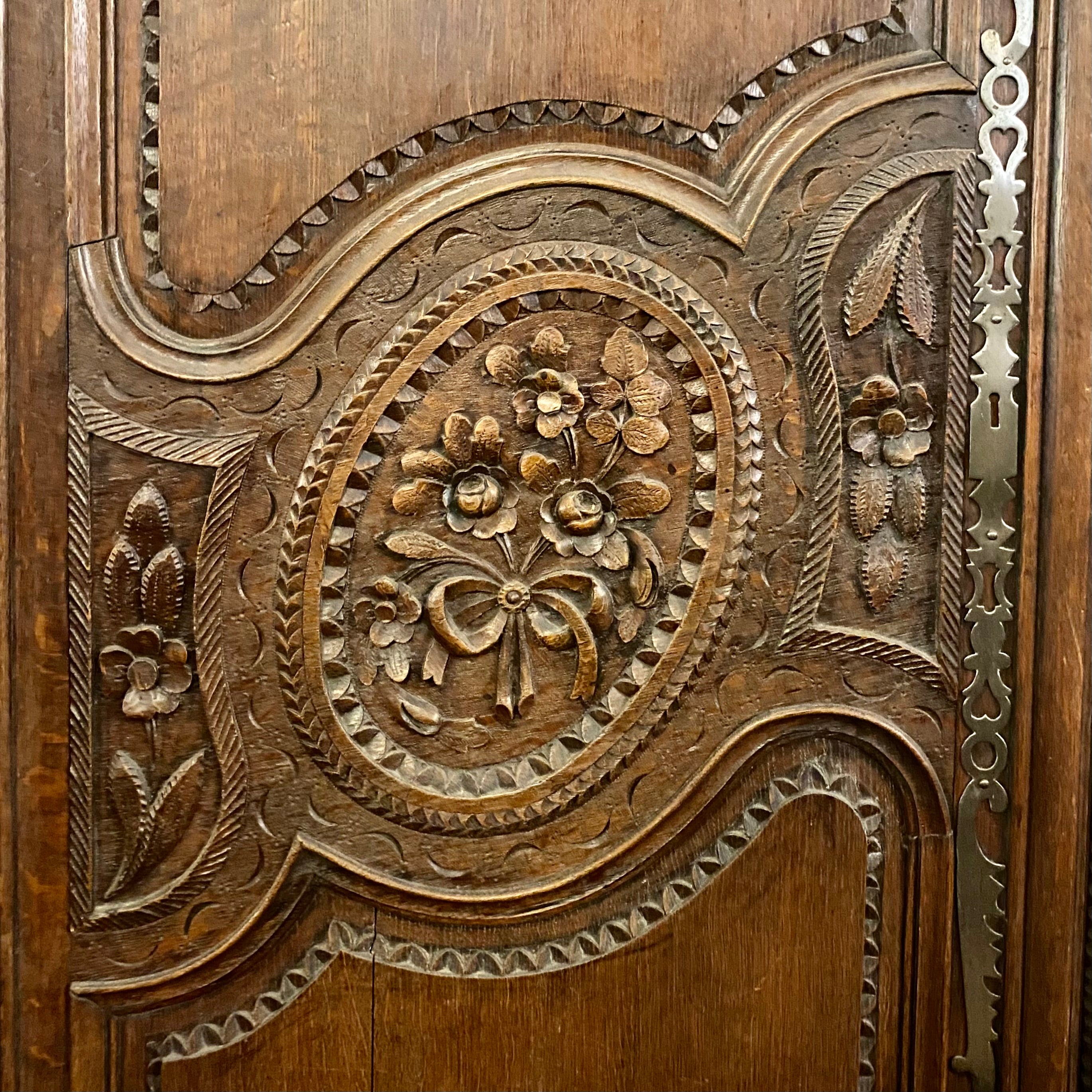 French Louis XIV Provincial Carved Oak Armoire, 19th Century