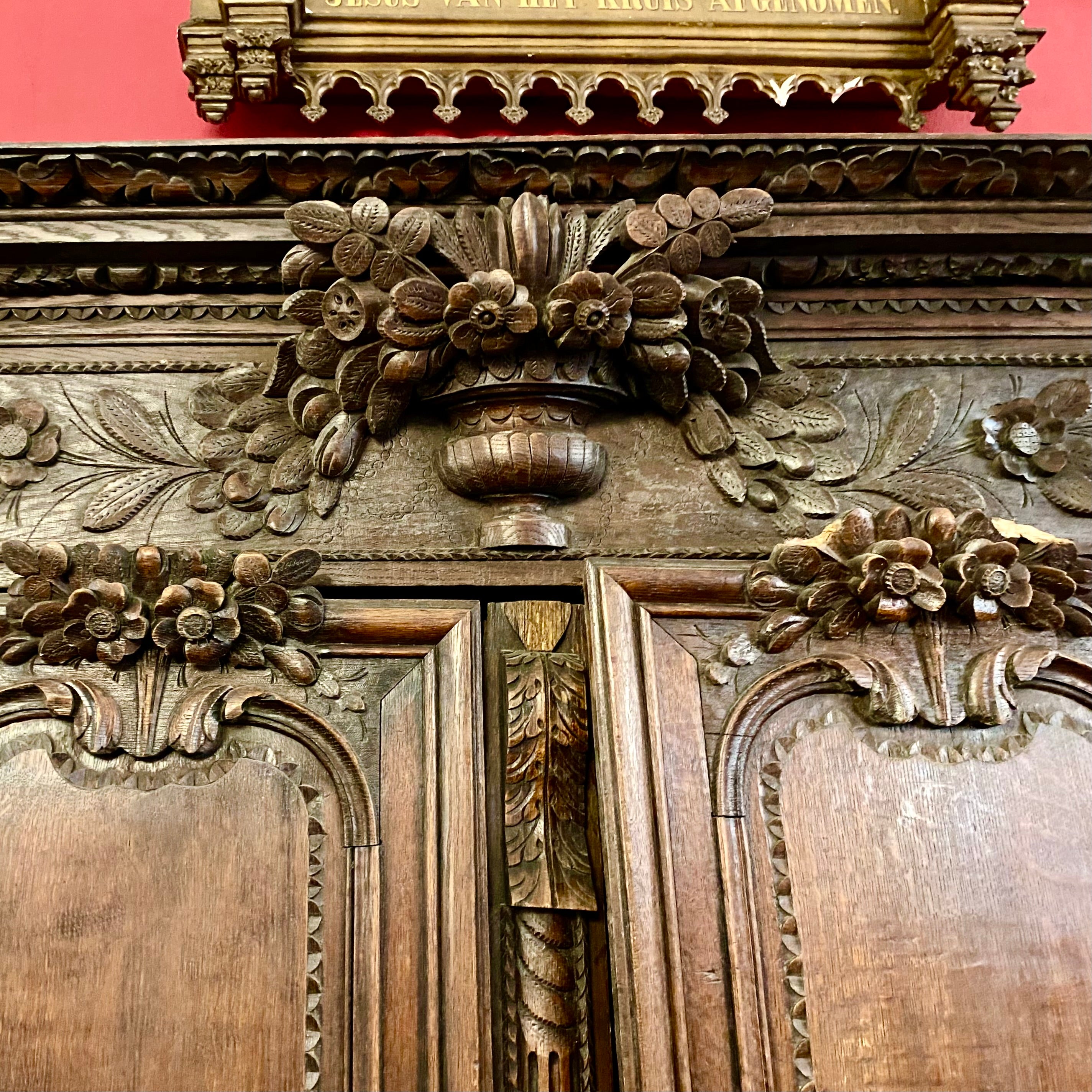 French Louis XIV Provincial Carved Oak Armoire, 19th Century