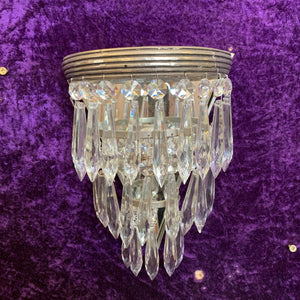 Nickel & Crystal Sconce with Cast Band Design