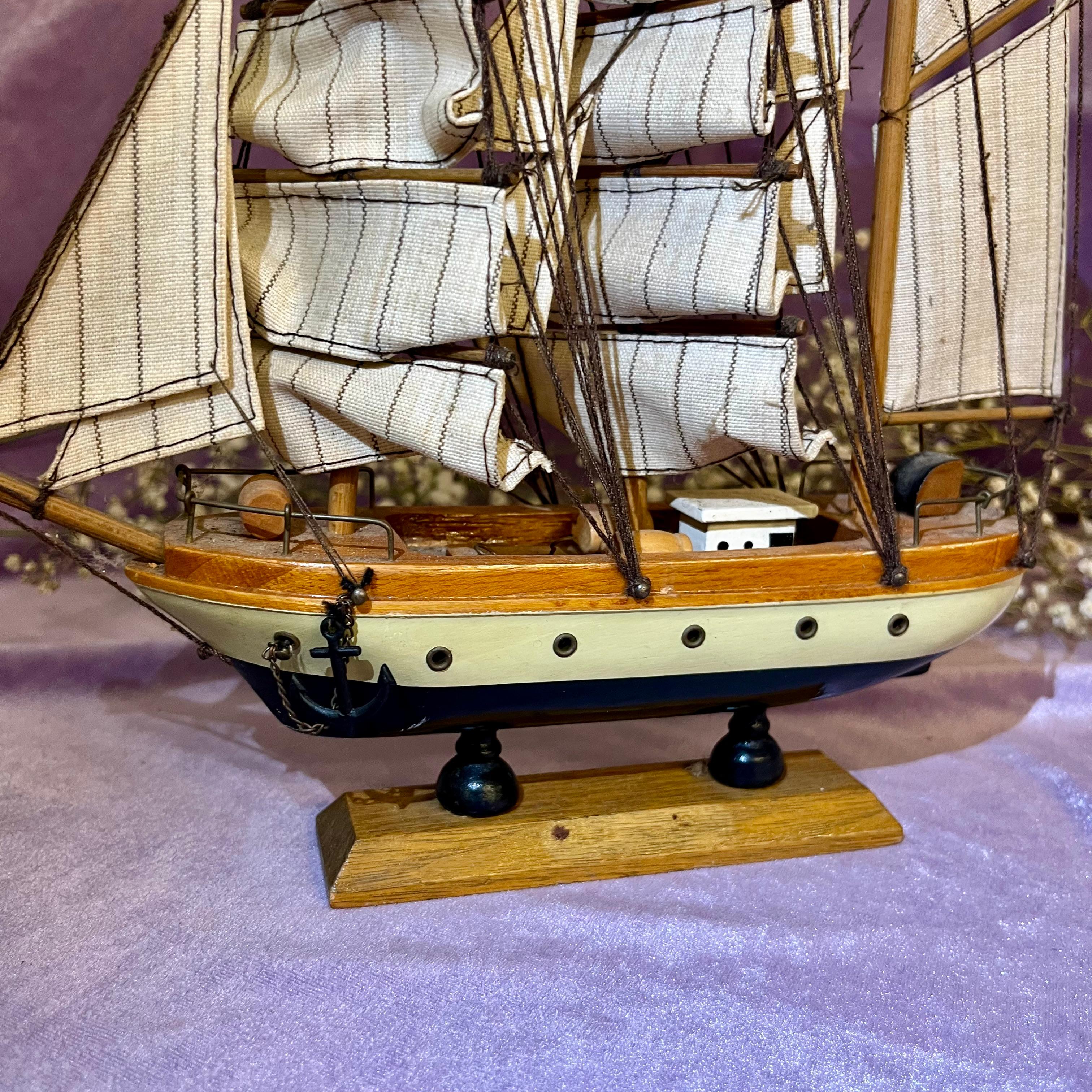 Vintage Wooden Model Sailing Ship - SOLD