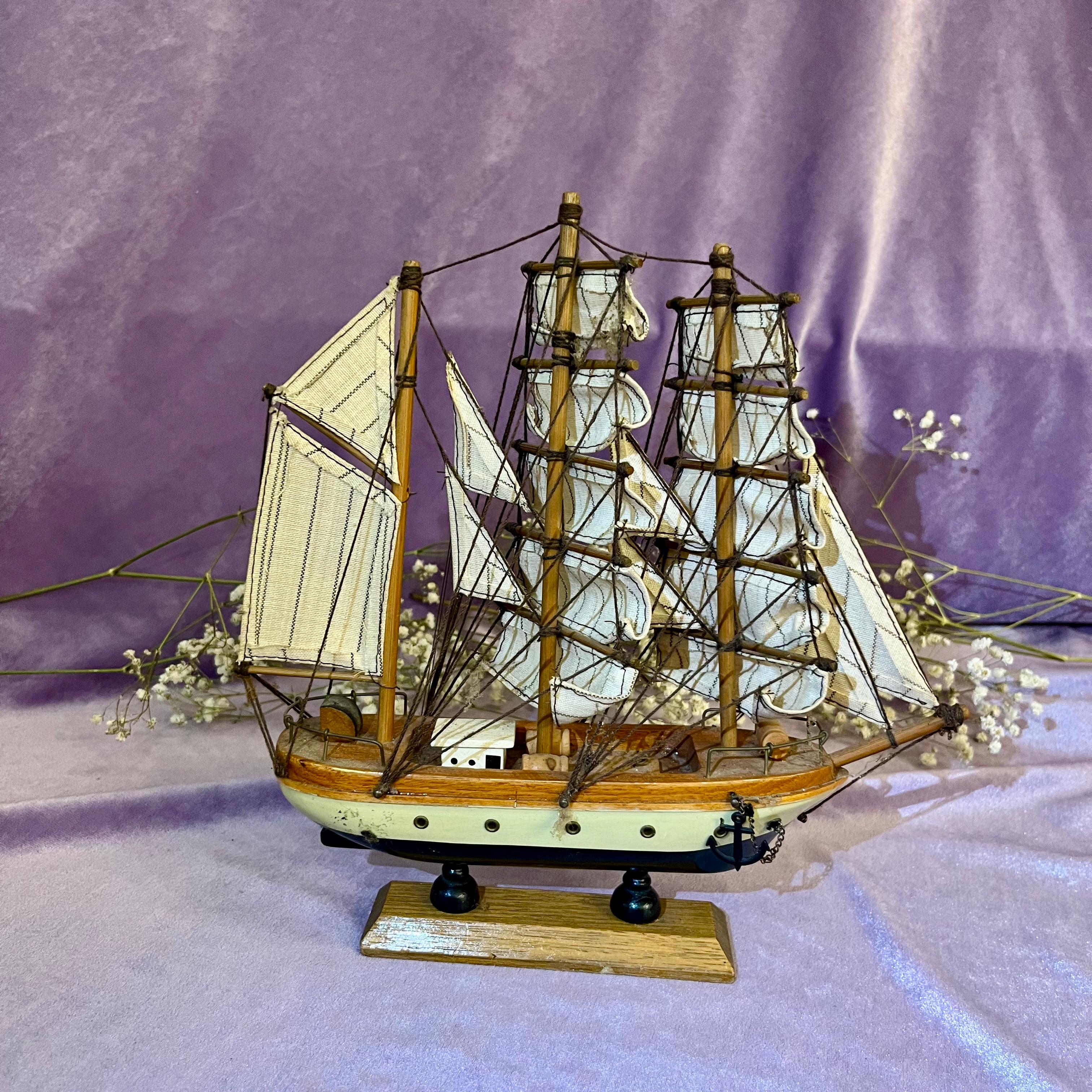 Vintage Wooden Model Sailing Ship - SOLD