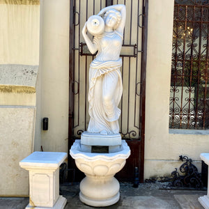 Stunning White Marble Fountain - Lady with Water Jug