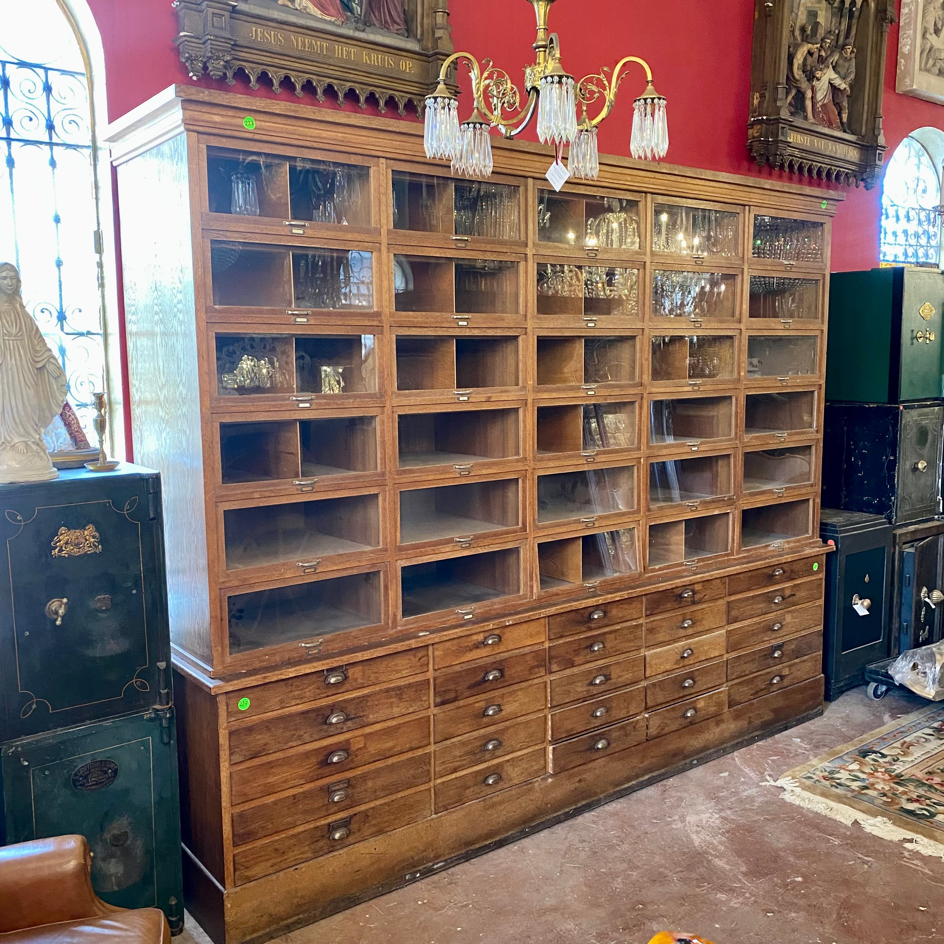 Very Large Antique Oak Filing Cabinet