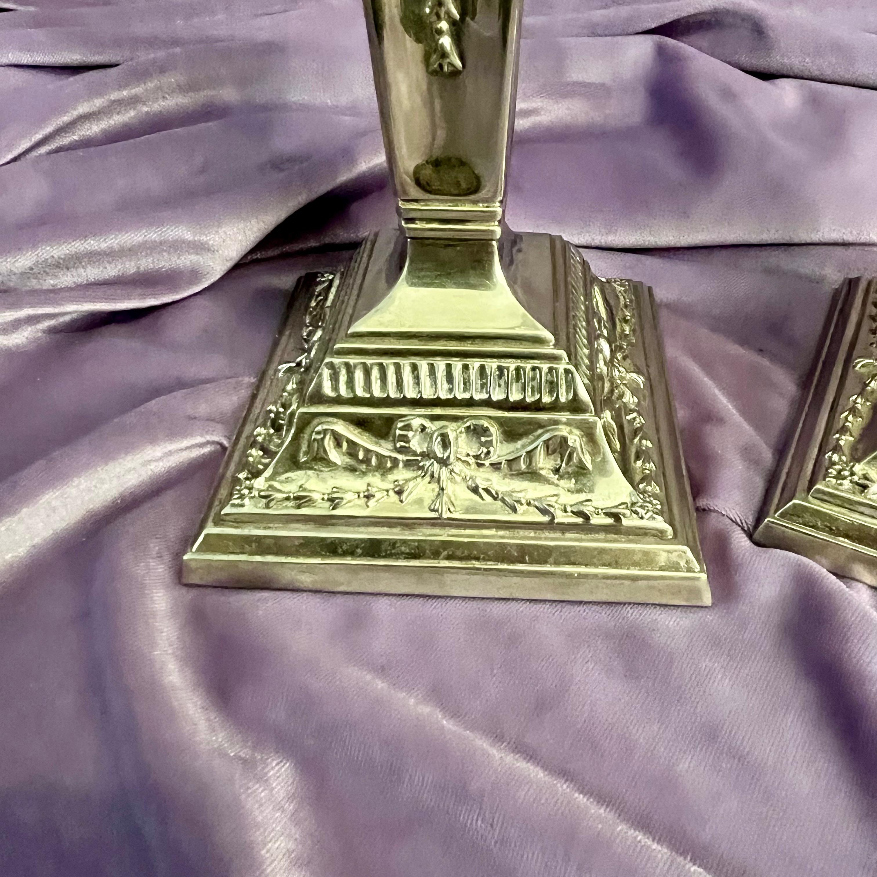 Pretty Pair of Nickel Candelabras - SOLD