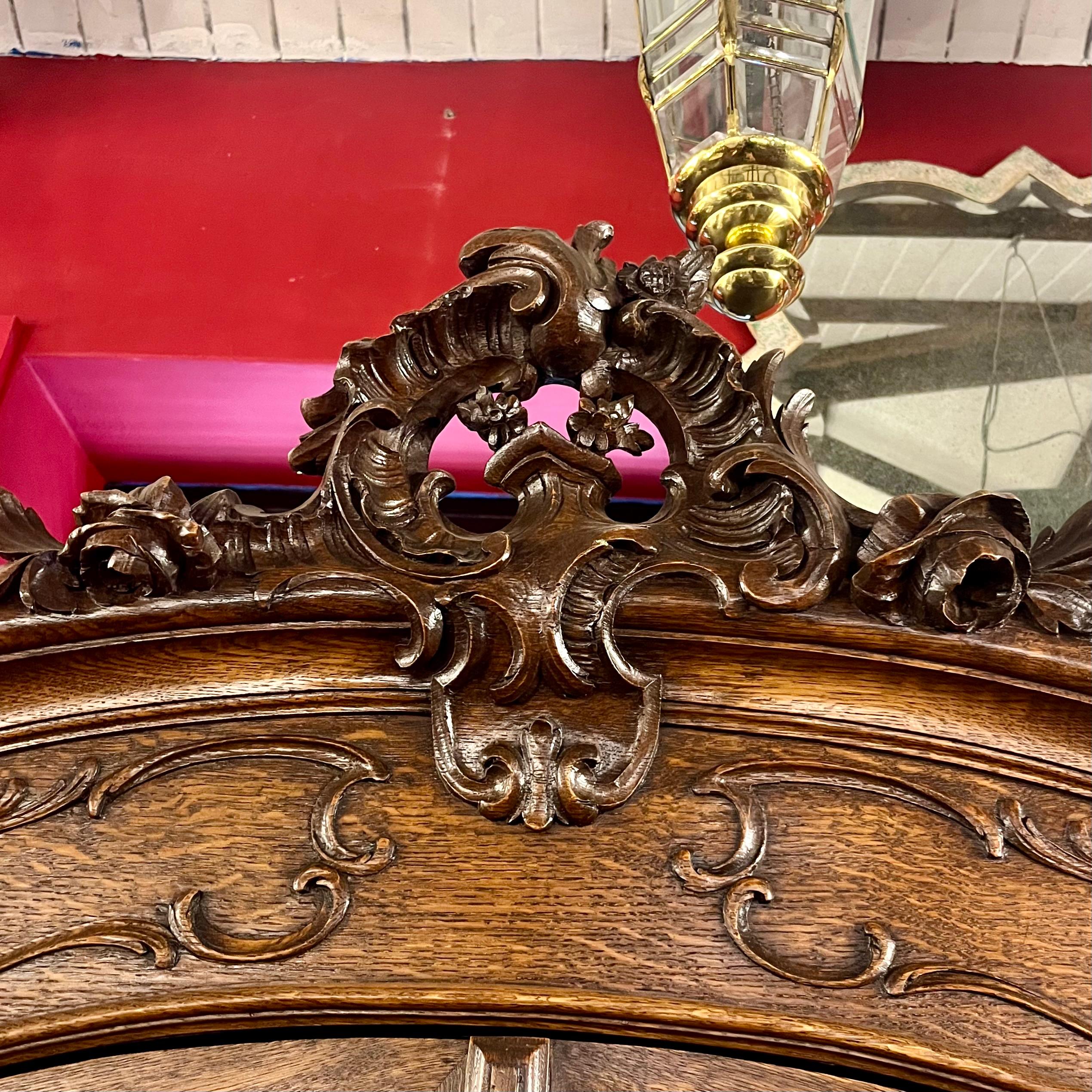 French Oak Mirrored Armoire – Late 19th Century