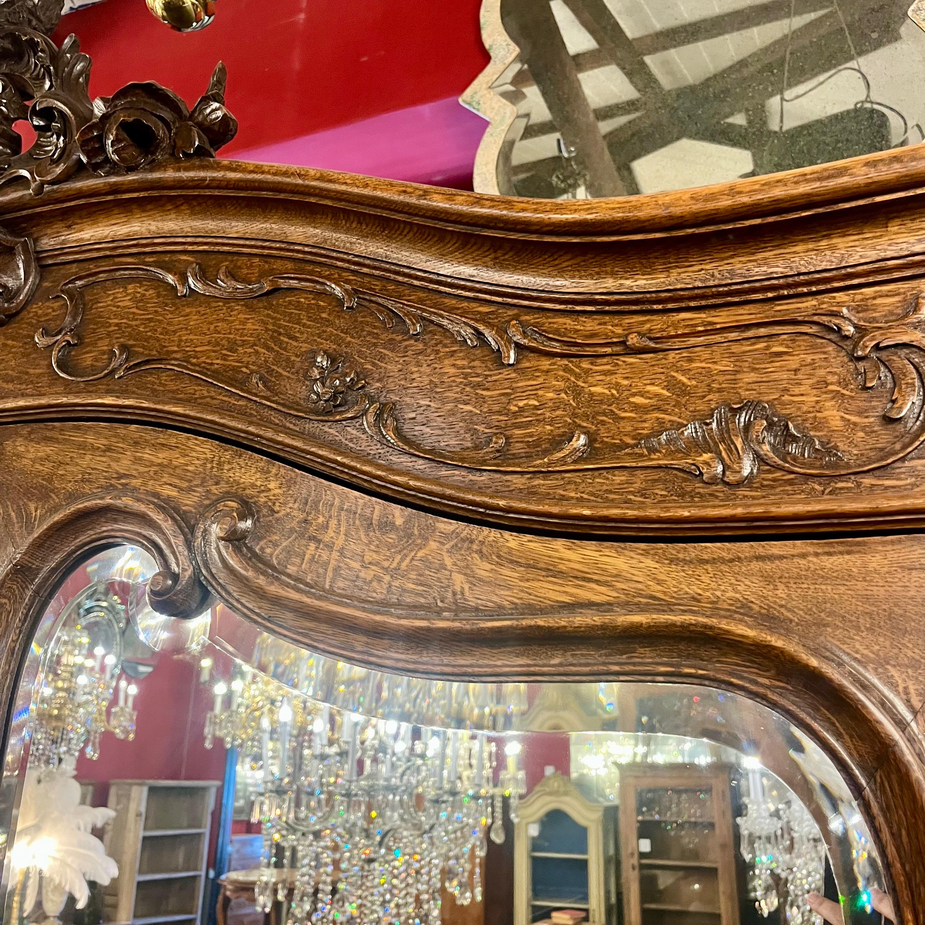 French Oak Mirrored Armoire – Late 19th Century