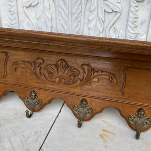 Antique French Oak Coat Rack - SOLD