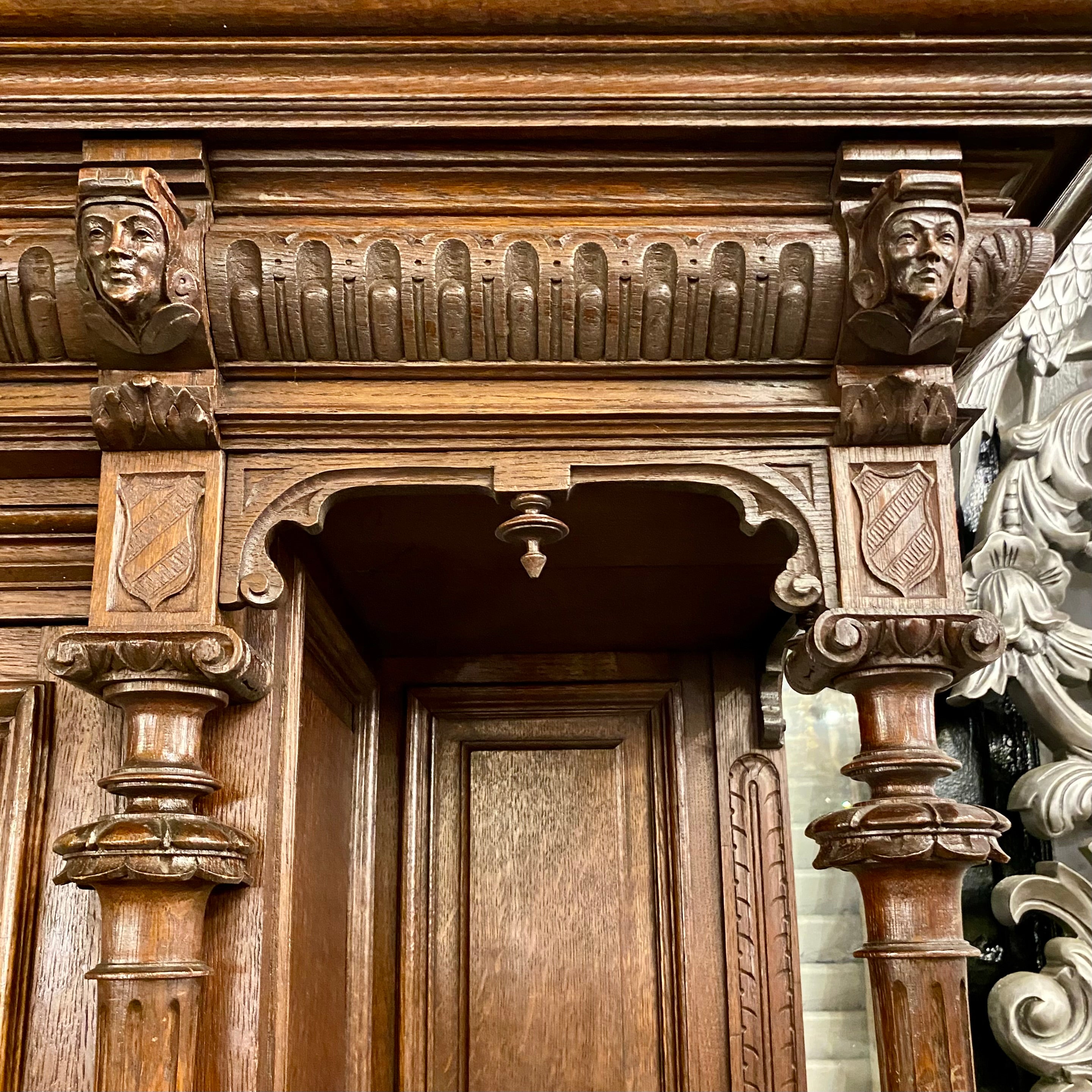 Antique Dark French Oak Cabinets - SOLD