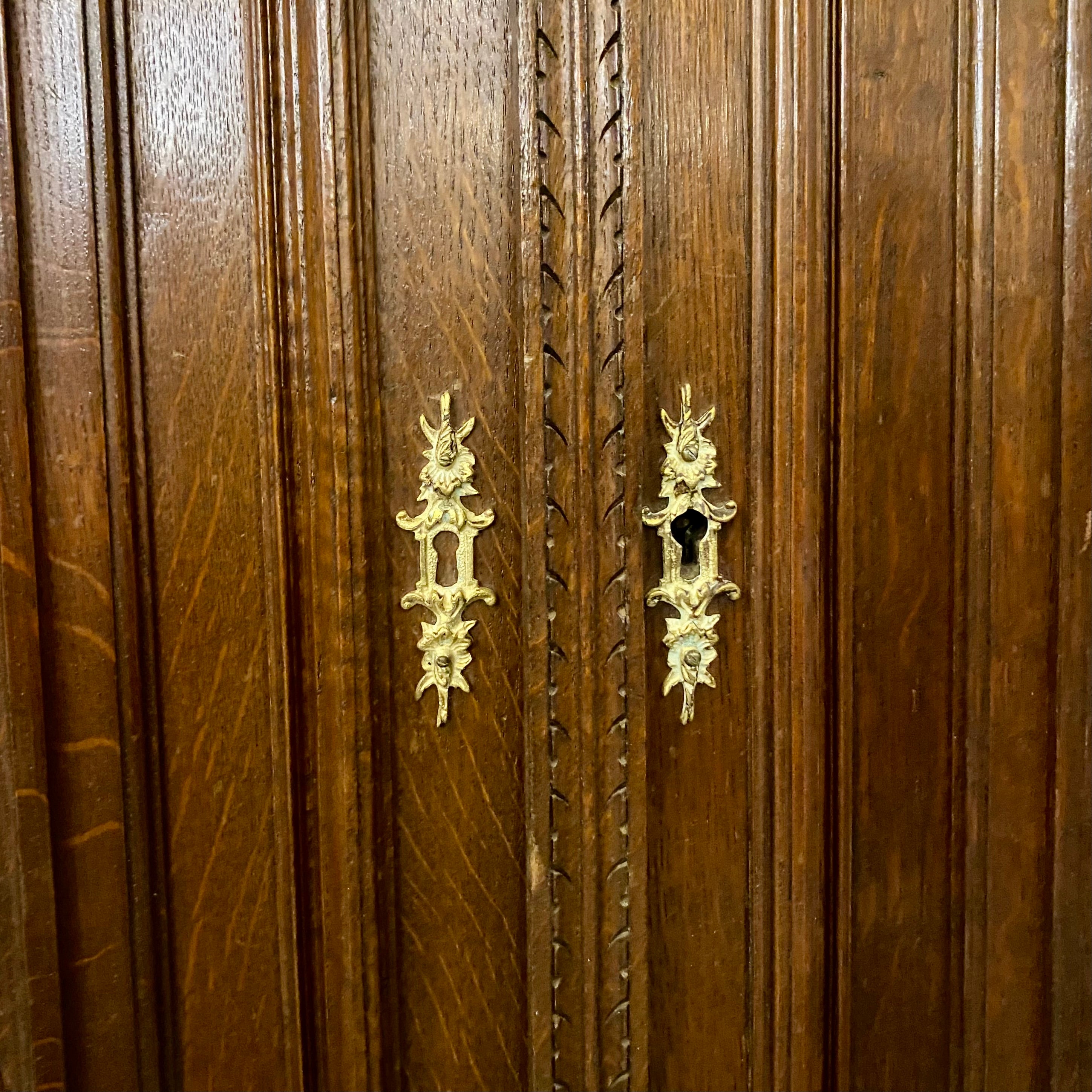 Antique Dark French Oak Cabinets - SOLD