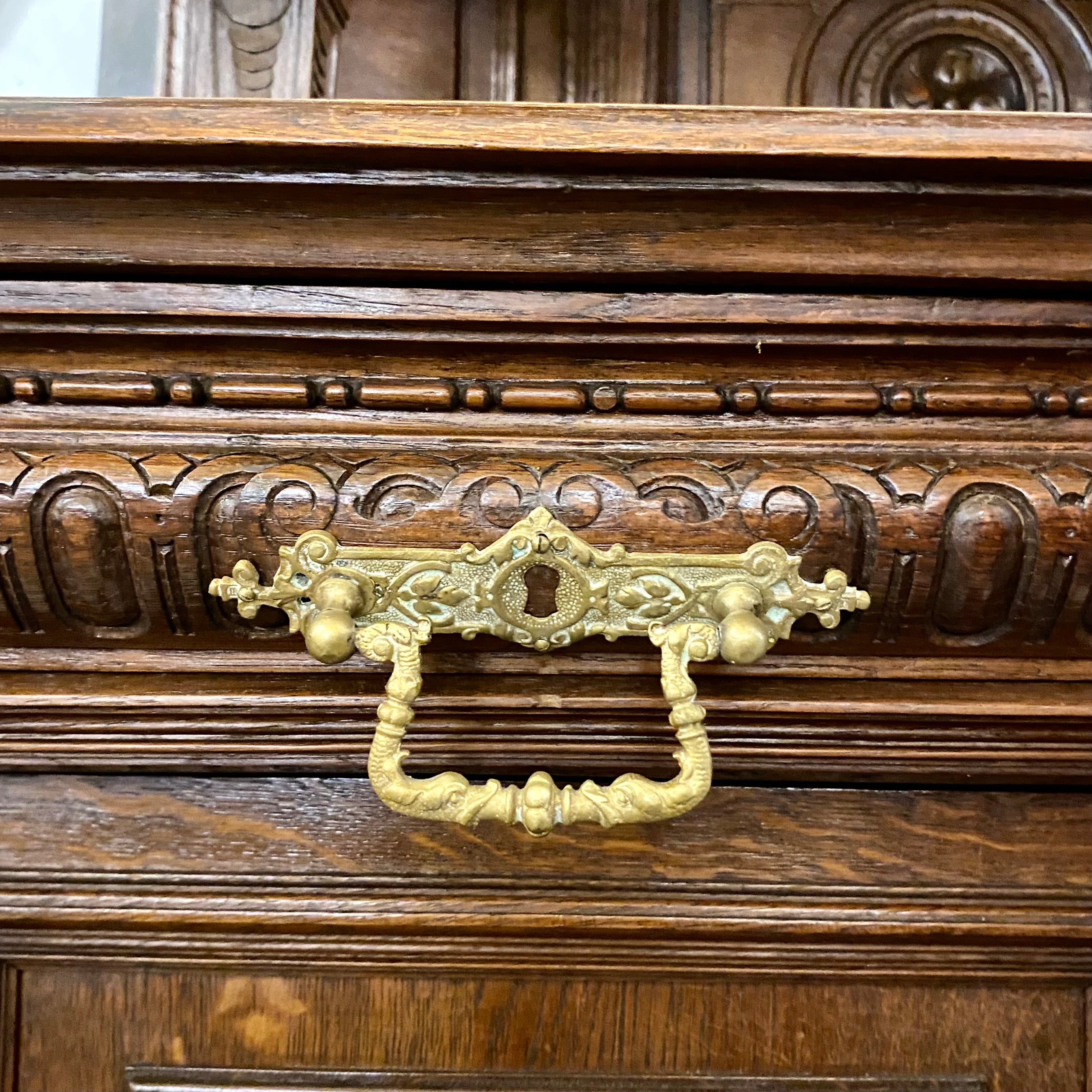 Antique Dark French Oak Cabinets - SOLD