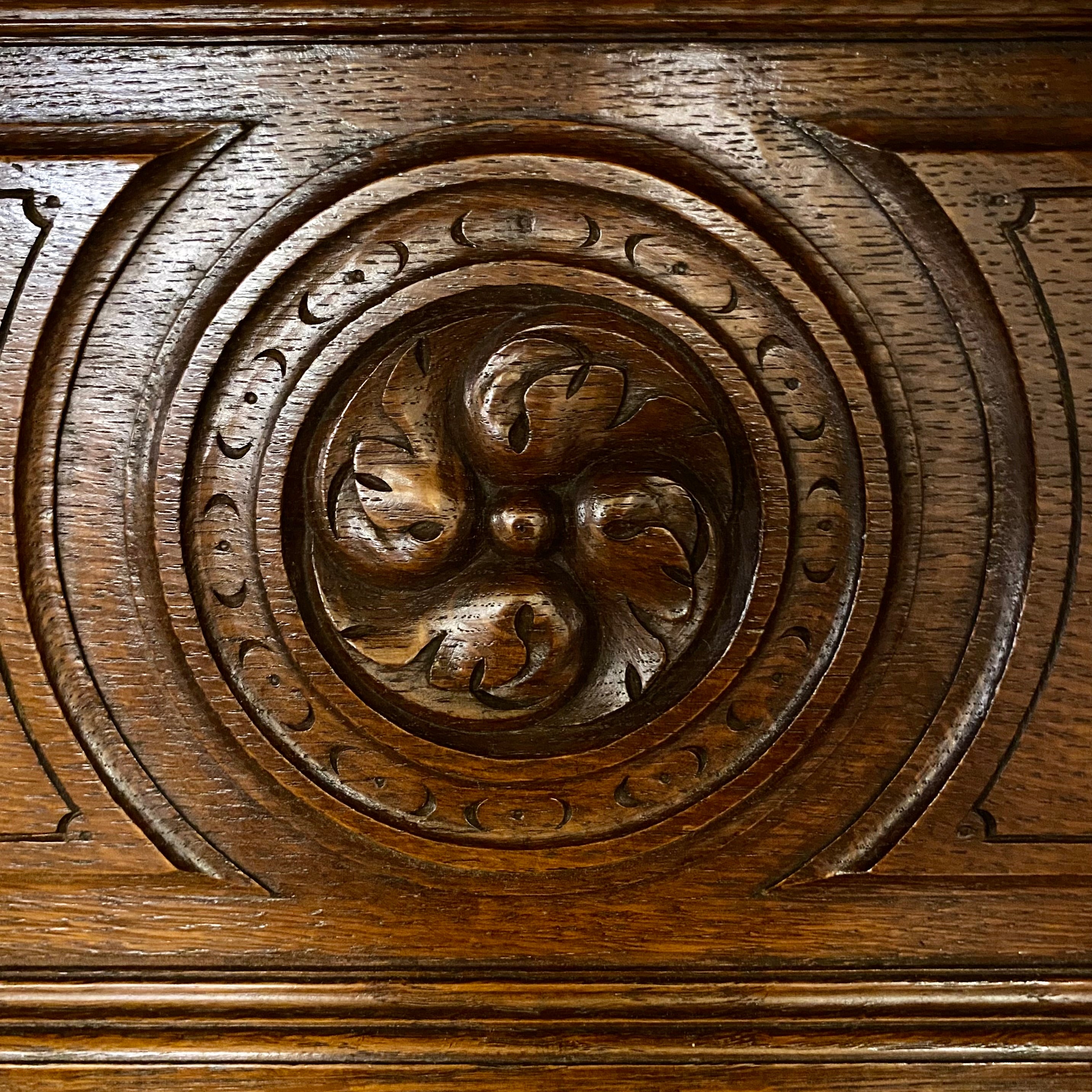 Antique Dark French Oak Cabinets - SOLD