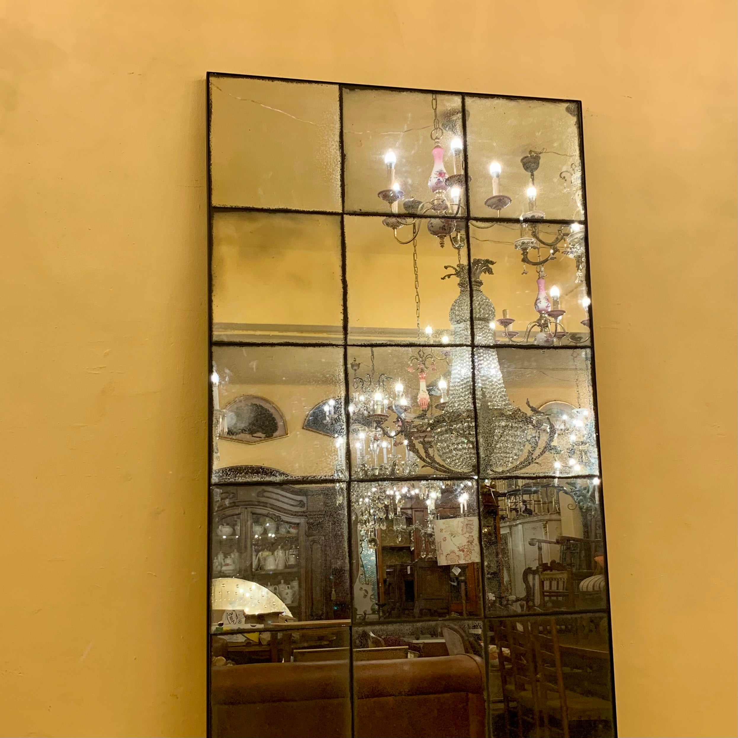 Beautiful Aged Paneled Ballroom Mirror