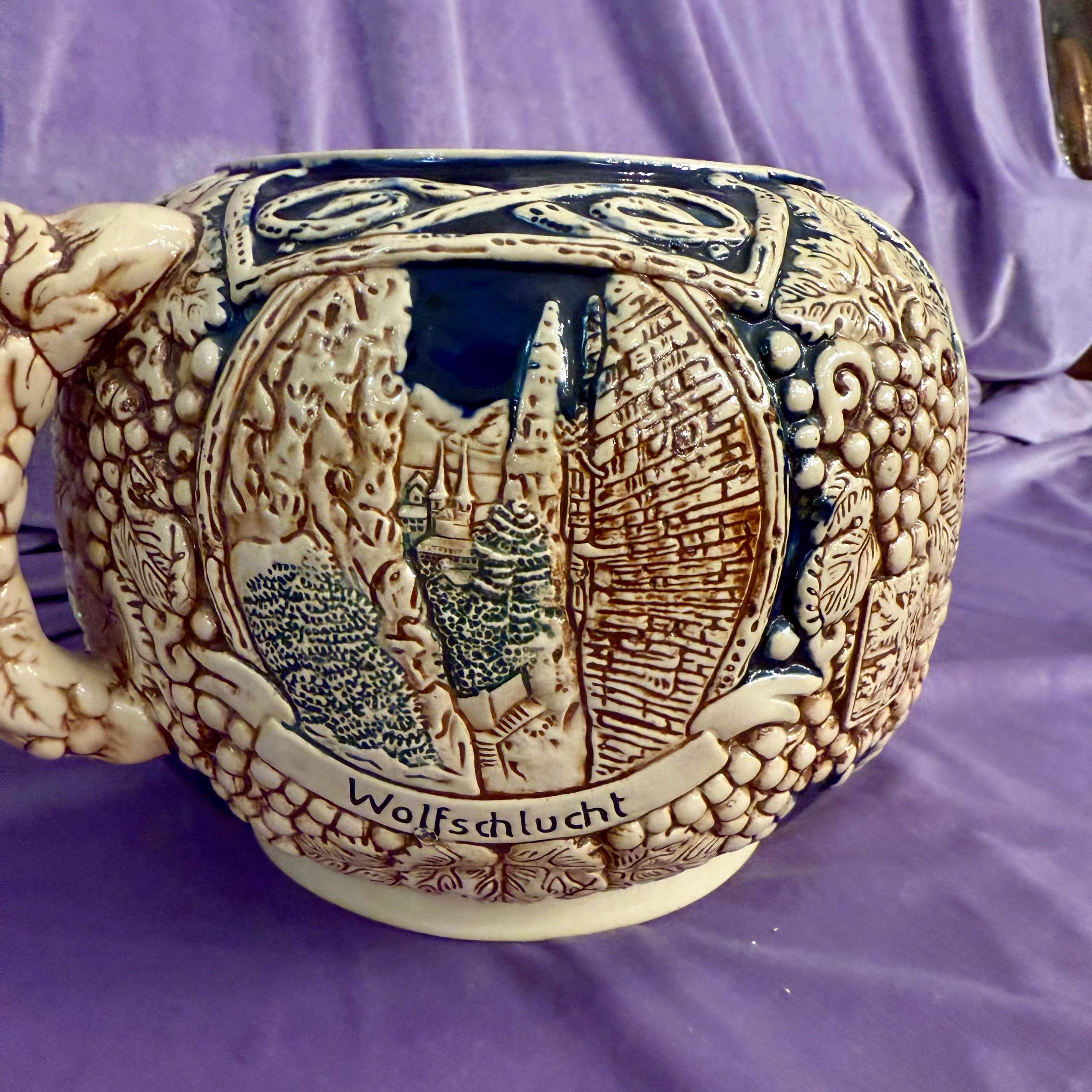 German Stoneware Lidded Beer Stein from Echternach