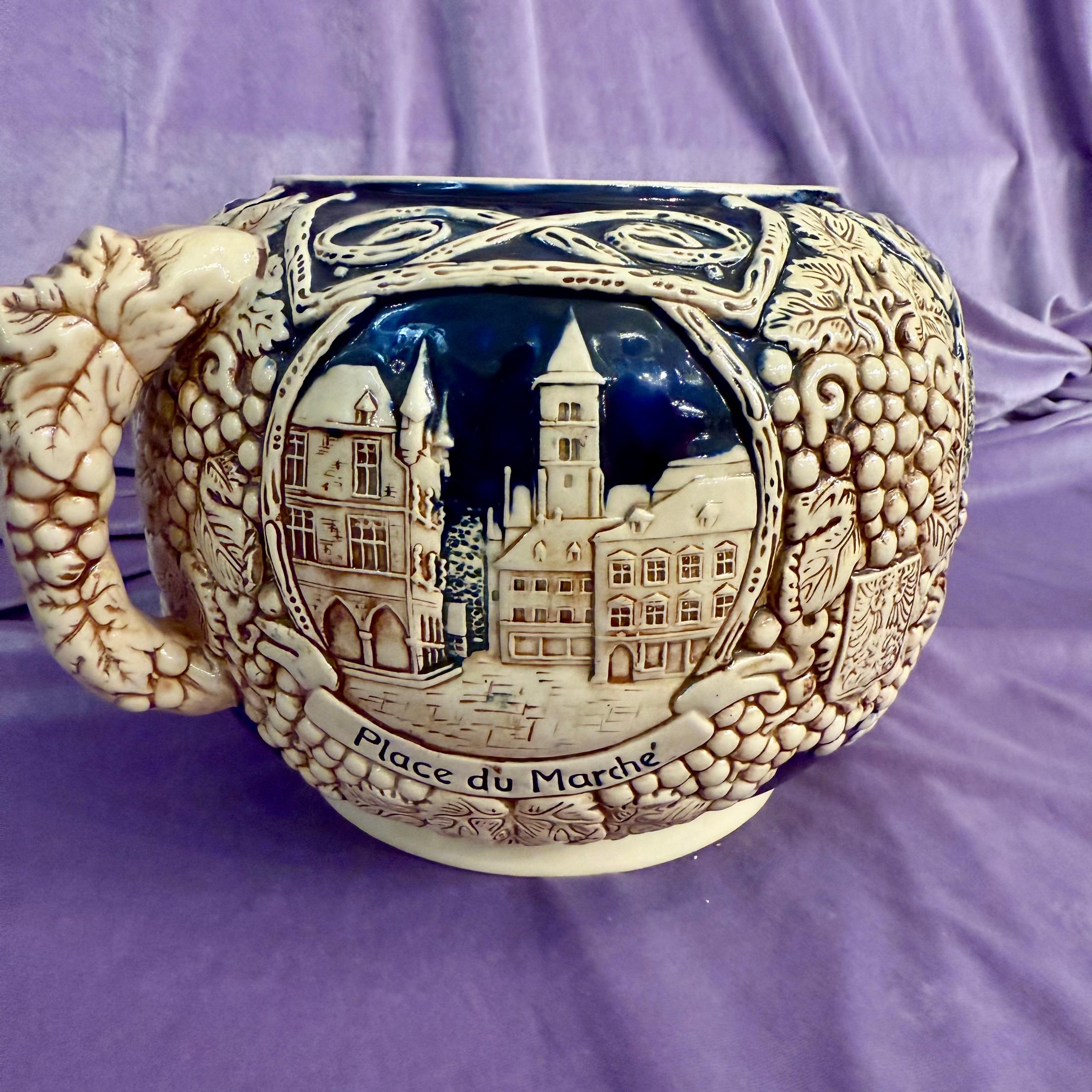 German Stoneware Lidded Beer Stein from Echternach