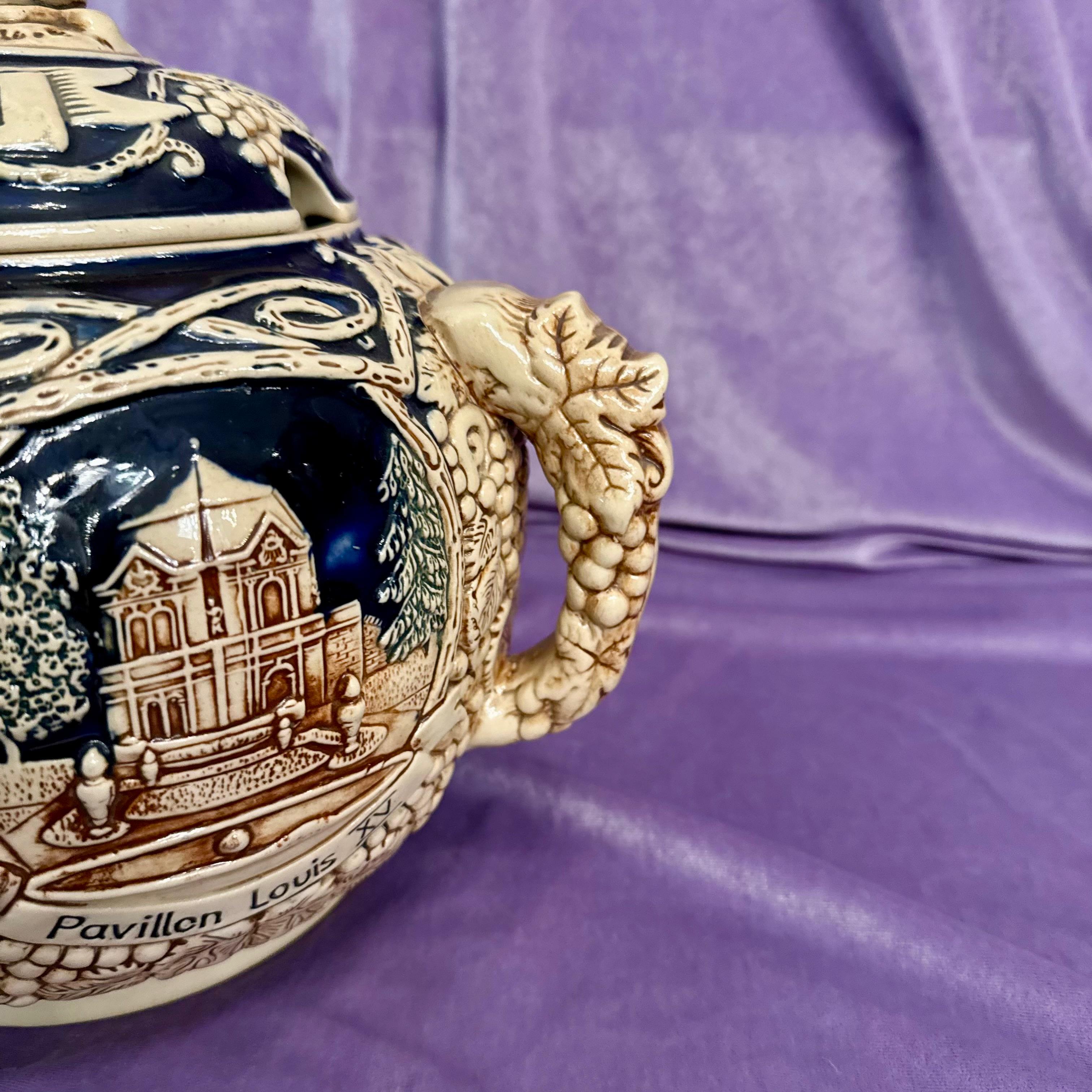 German Stoneware Lidded Beer Stein from Echternach