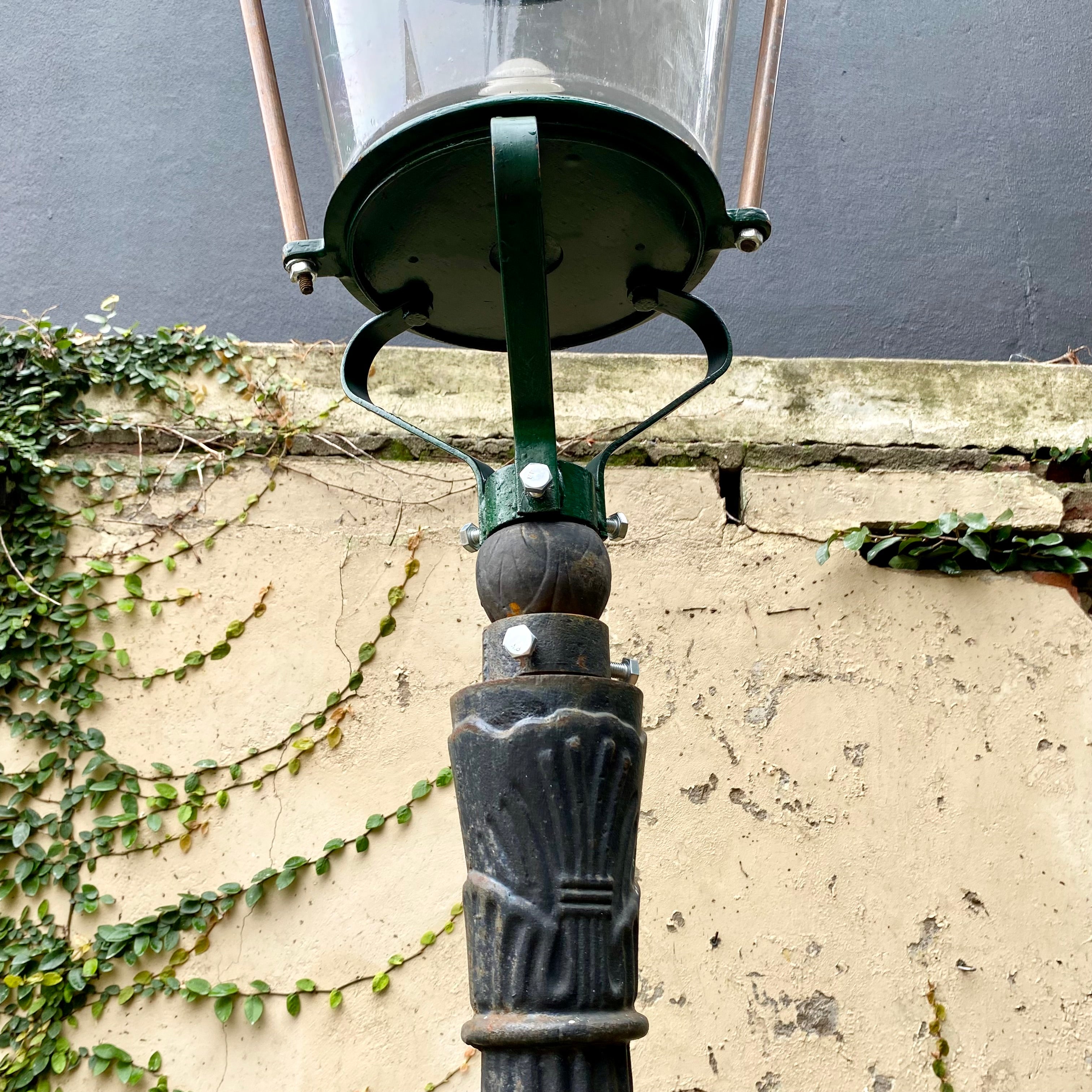 Vintage Steel & Perspex Lamp with Cast Iron Base