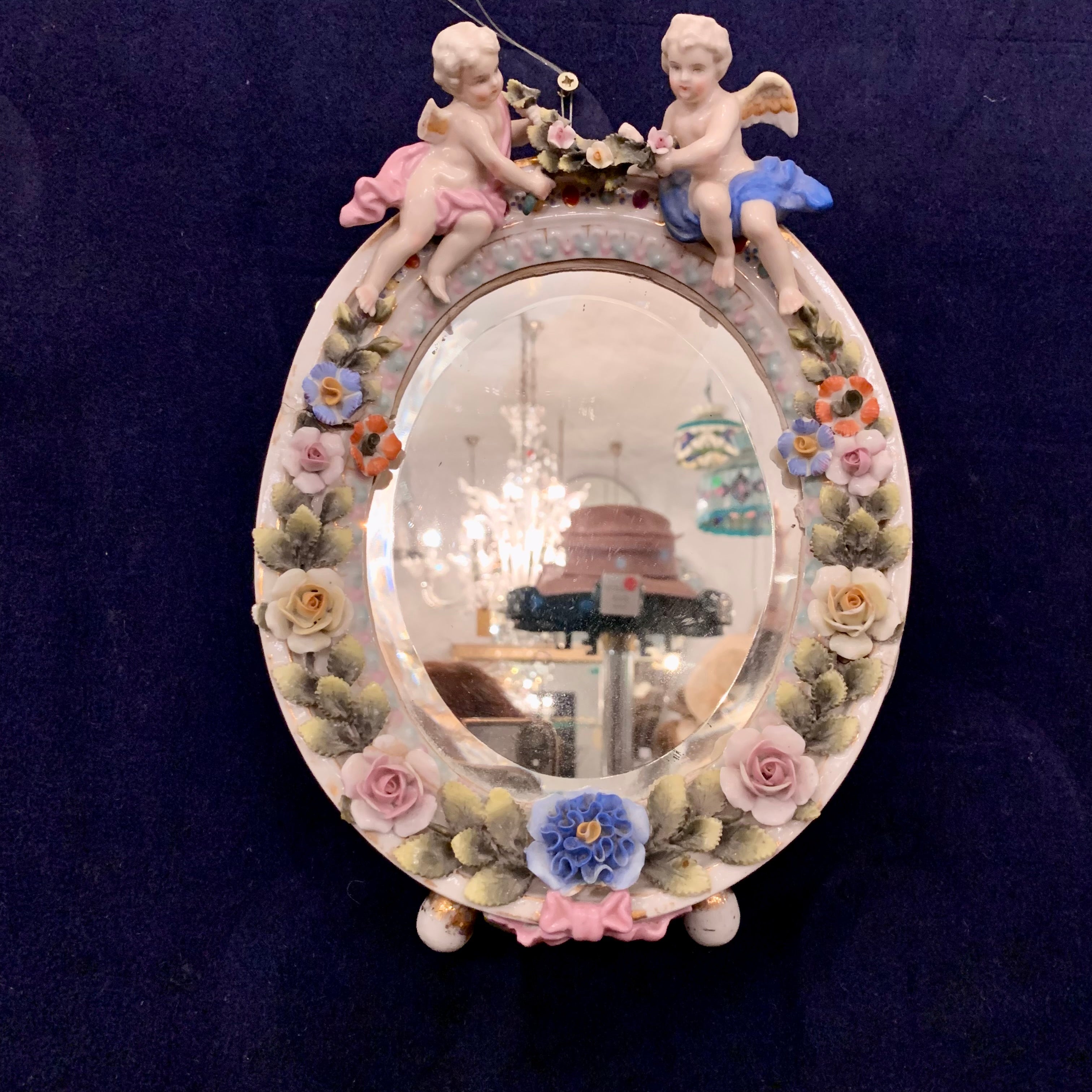 Small Petite Porcelain Cherub Mirror