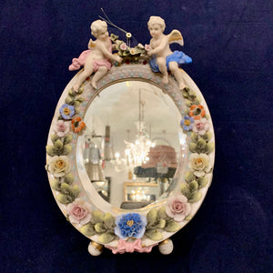 Small Petite Porcelain Cherub Mirror