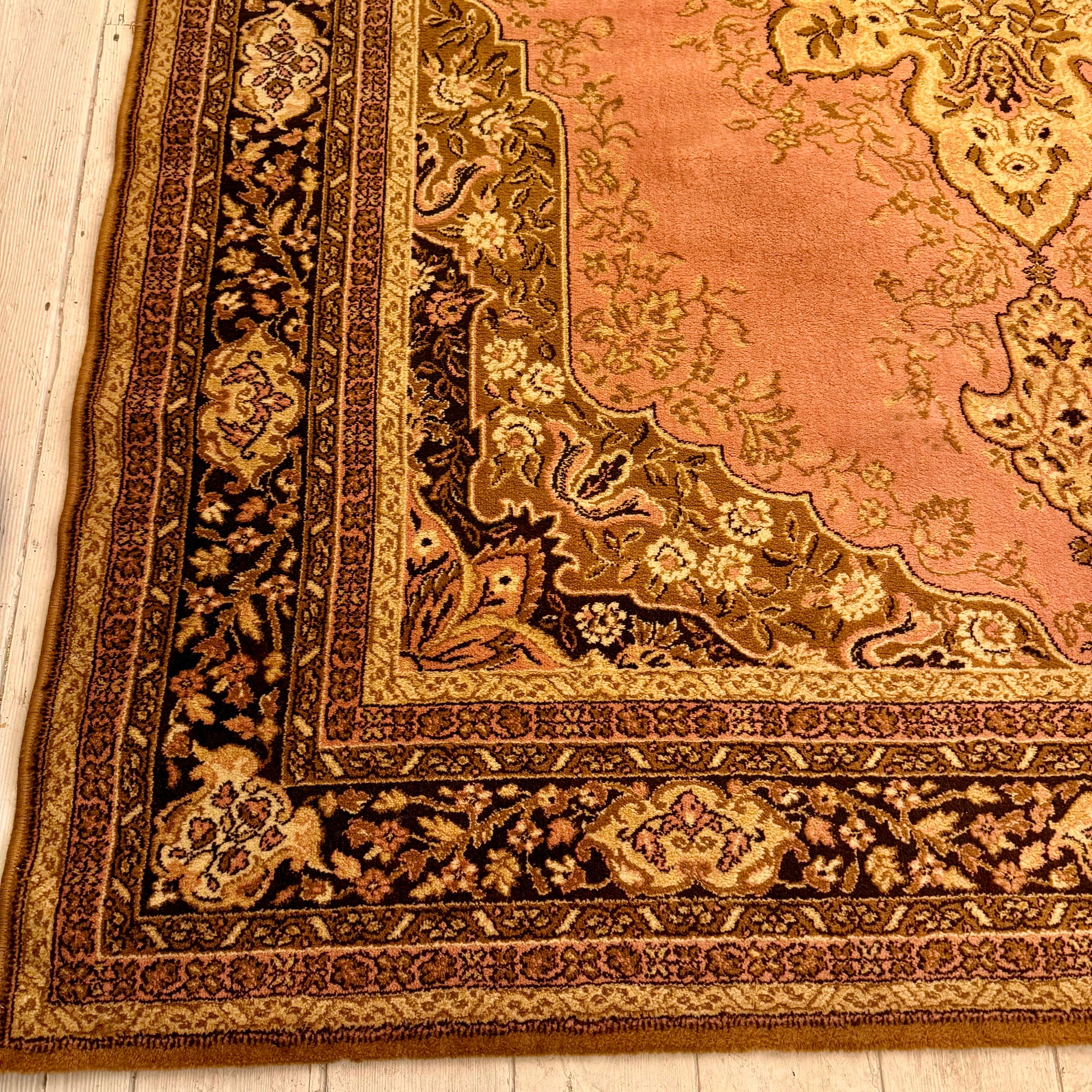Persian-Style Medallion Carpet in Rose and Gold, 293 × 200 cm