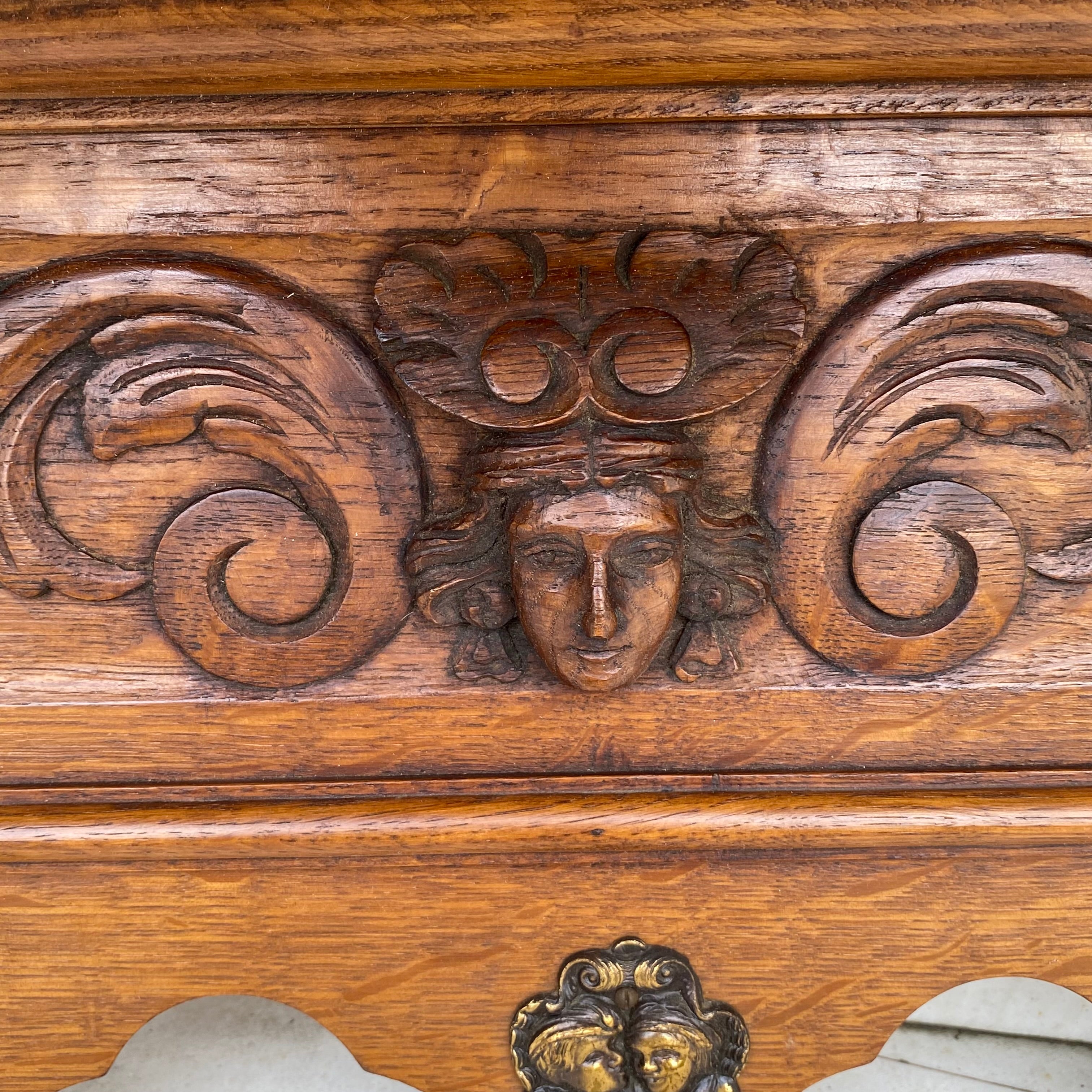 Antique French Oak Coat Rack - SOLD