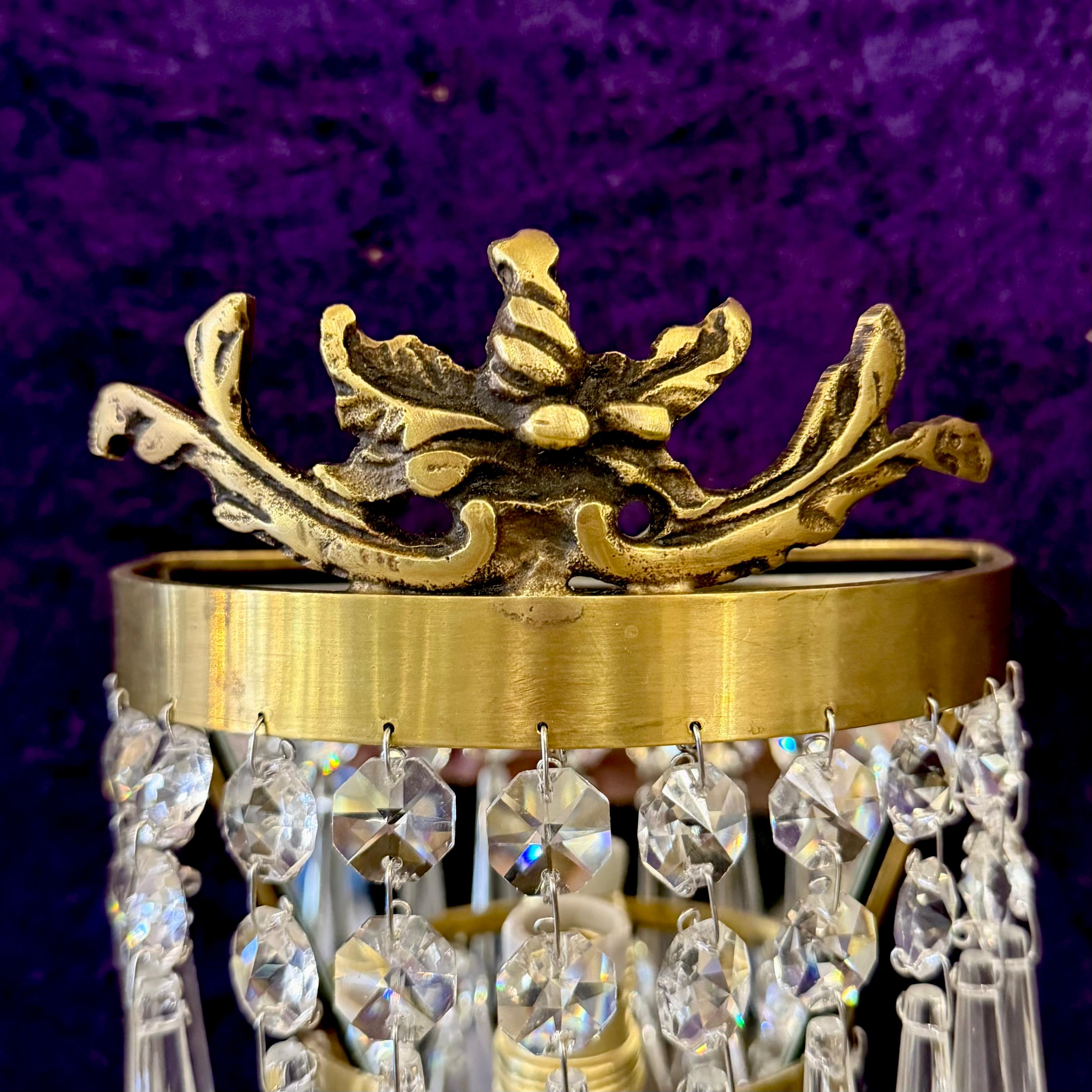 Delos Custom Brass and Crystal Wall Sconce - Pair