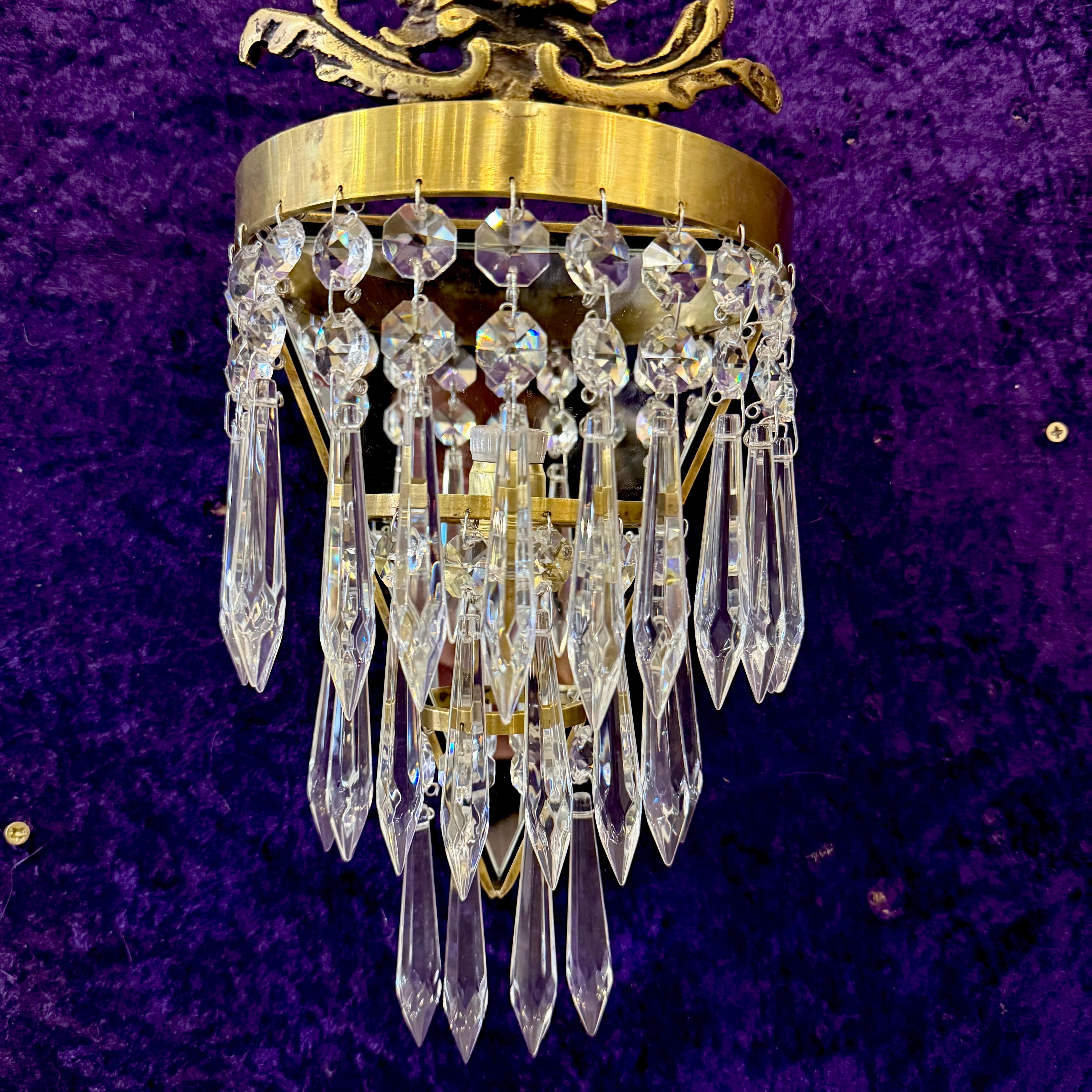 Delos Custom Brass and Crystal Wall Sconce - Pair